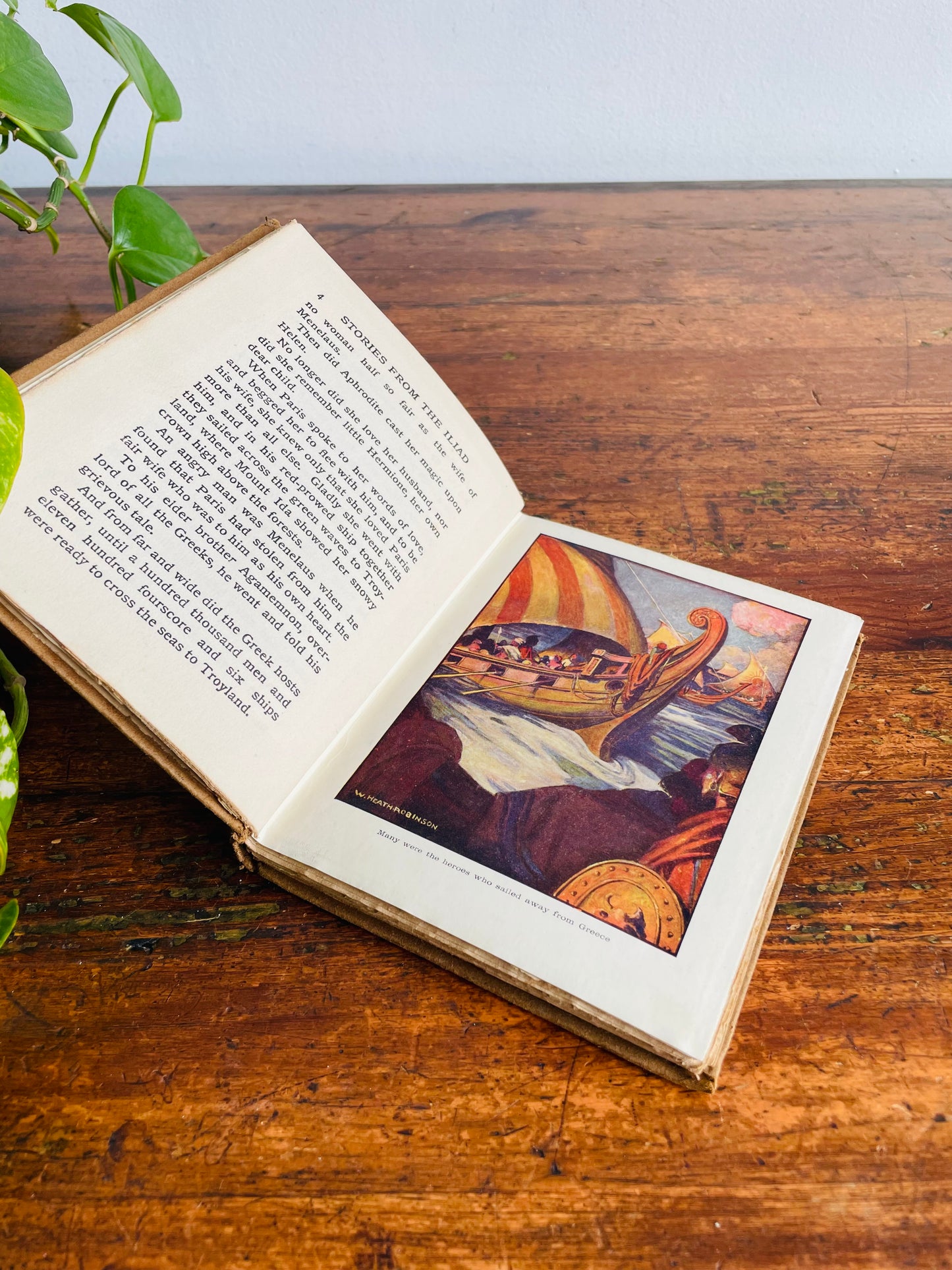 Antique Early 1900s Stories from The Iliad Hardcover Pocket Book - Told to the Children Series - Jeanie Lang - Pictures by W. Heath Robinson