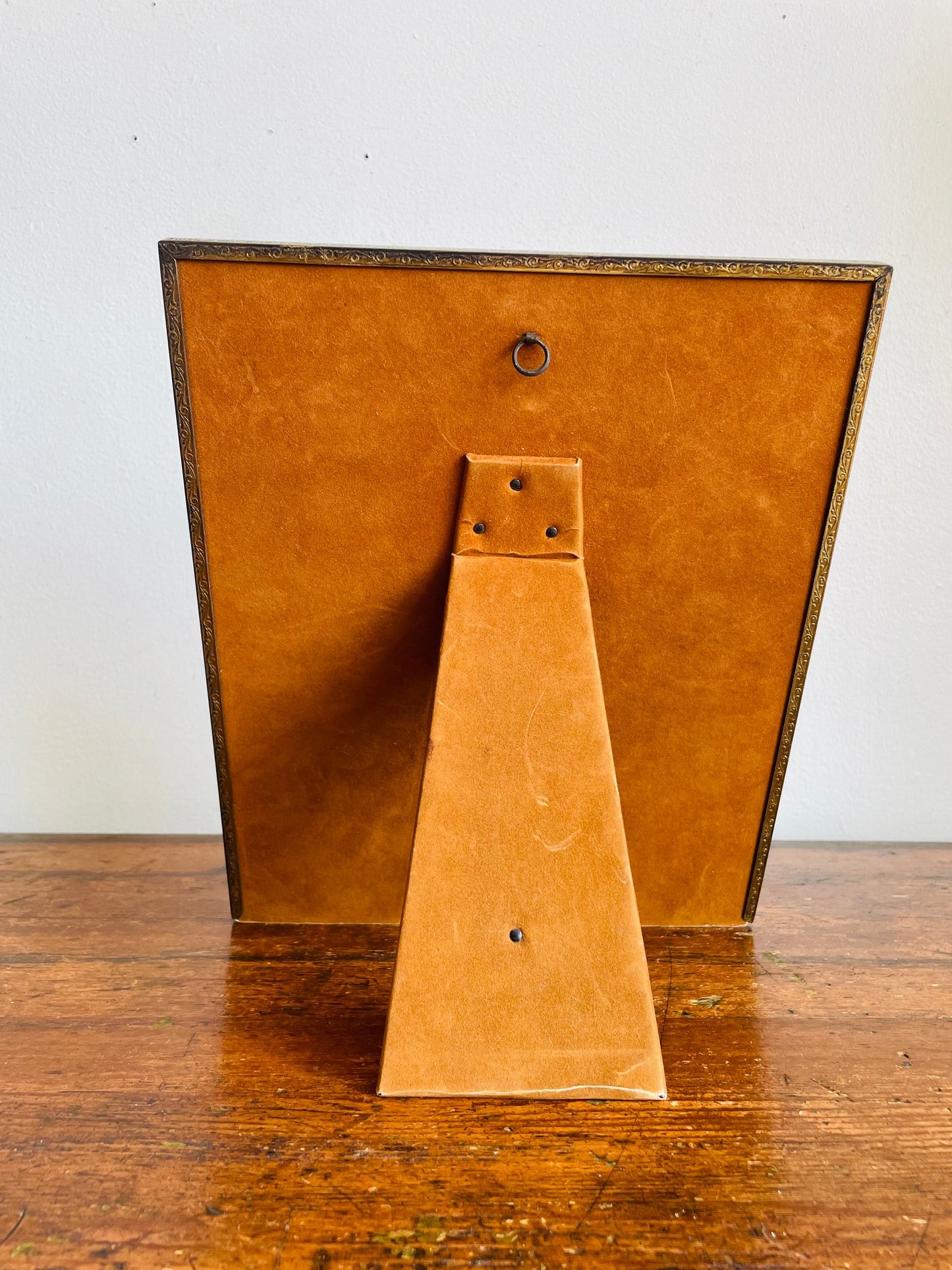 Vintage Stunning Brass & Glass Picture Frame with Black Mat & Easel or Hook Backing - Black & White Grouse Bird in Flight Print Currently Inside / Easily Swap for Your Own Picture!