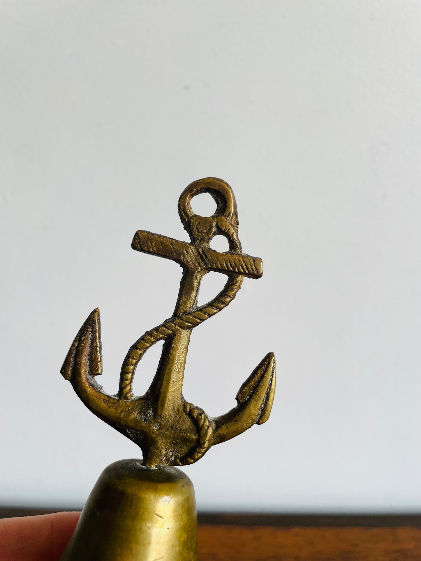 Solid Brass Nautical Bell with Ship Anchor Handle