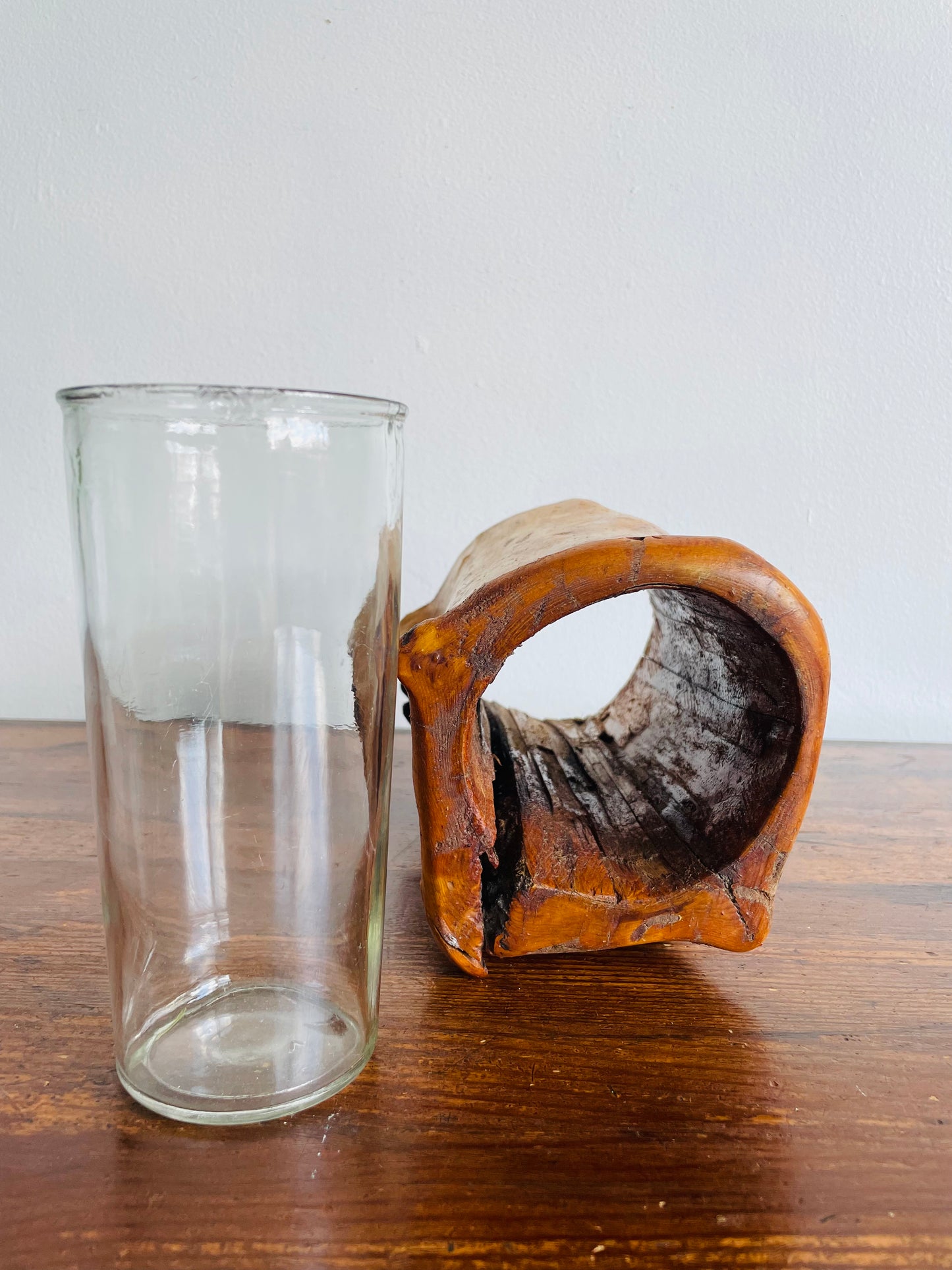 Incredibly Unique Vase made from a Tree Branch with Glass Canister Inside