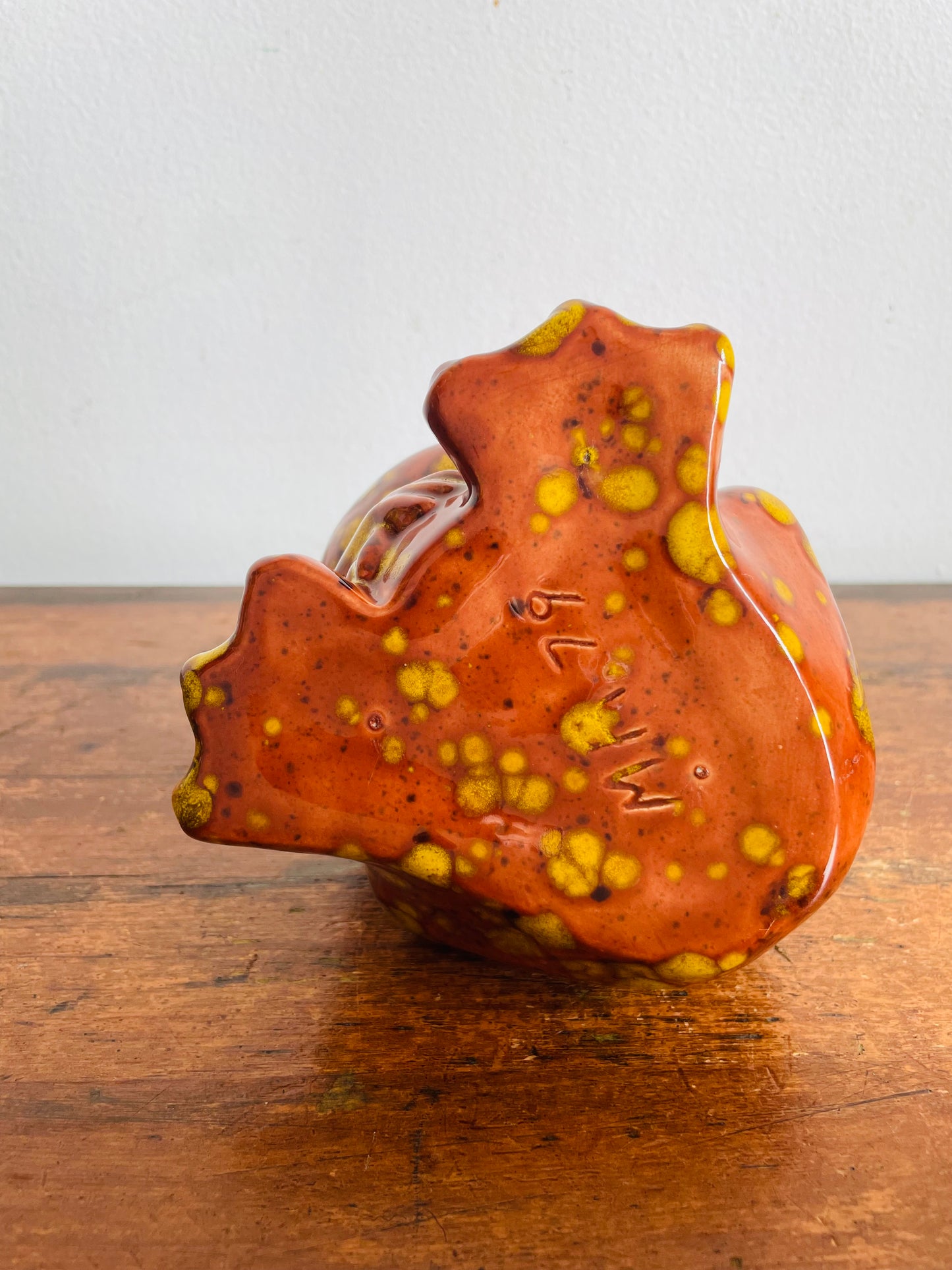 Vintage 1979 Wide Mouthed Frog Scrubbie / Scrubby Sponge Holder - Brown & Yellow Acid Drip Glaze