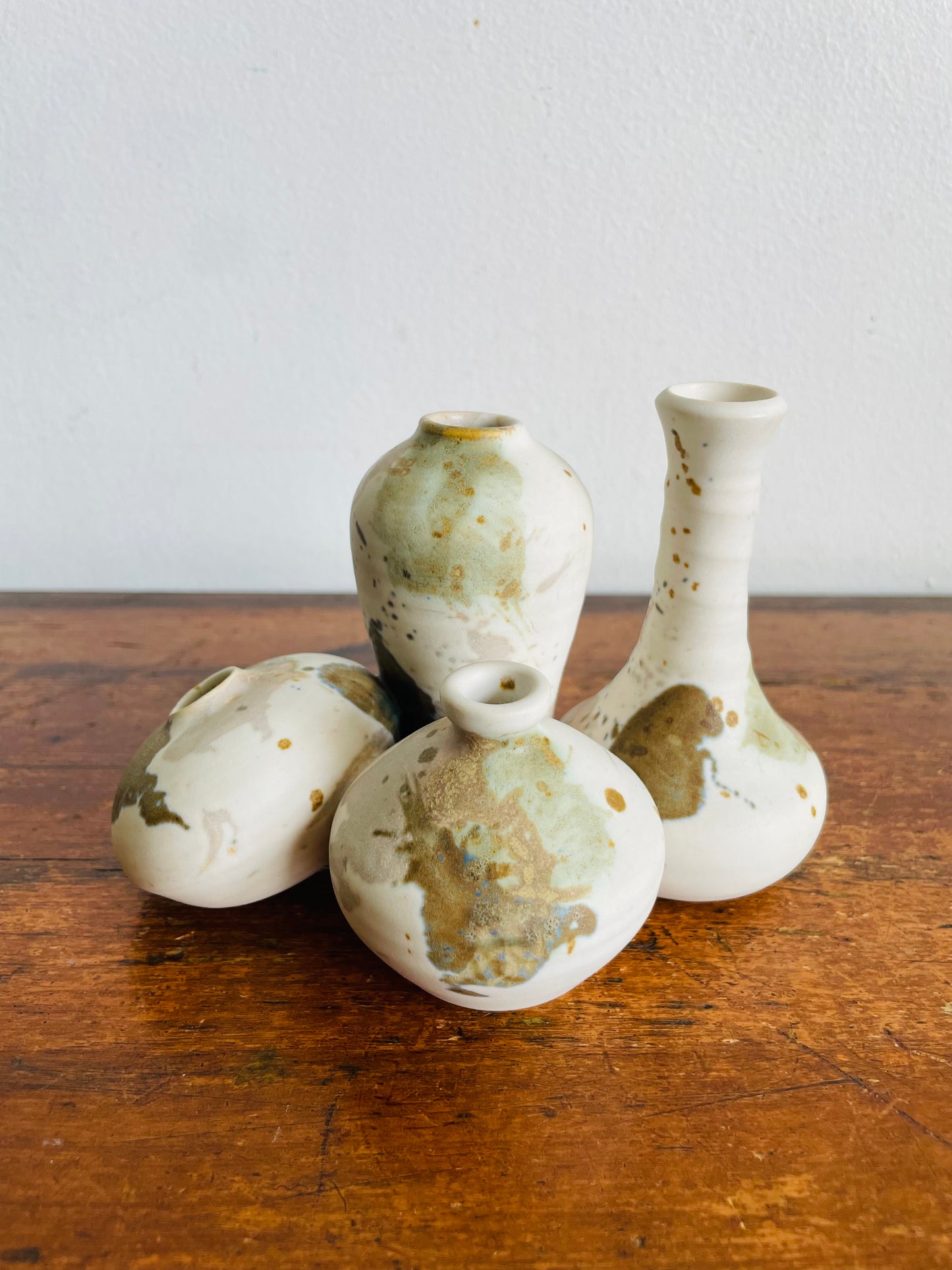 Vintage Beautiful Smooth Studio Art Pottery Handmade Bud Vase Sculptural Cluster of 4 Vessels - B. Jones Artist Signed