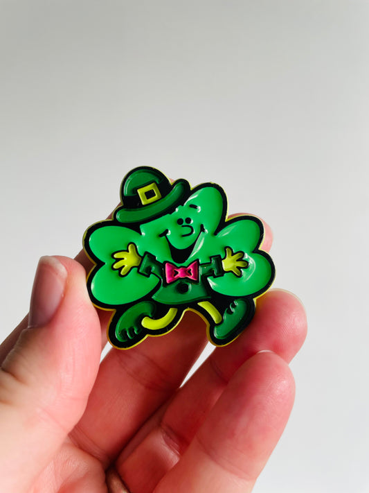 St. Patrick's Day Holiday Pin - Cheerful Shamrock Running - Hallmark Cards Inc. 1981