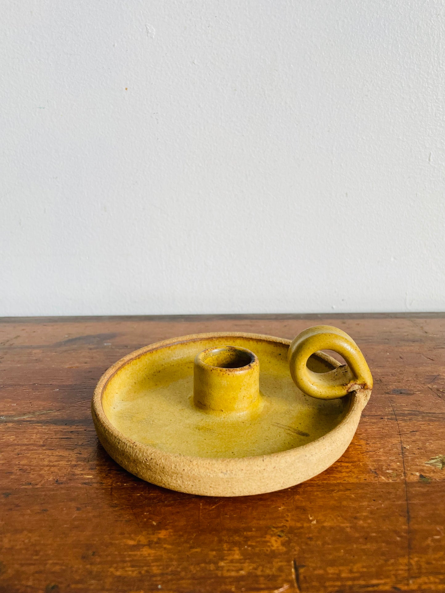 Vintage Studio Art Pottery Chamberstick Candle Holder