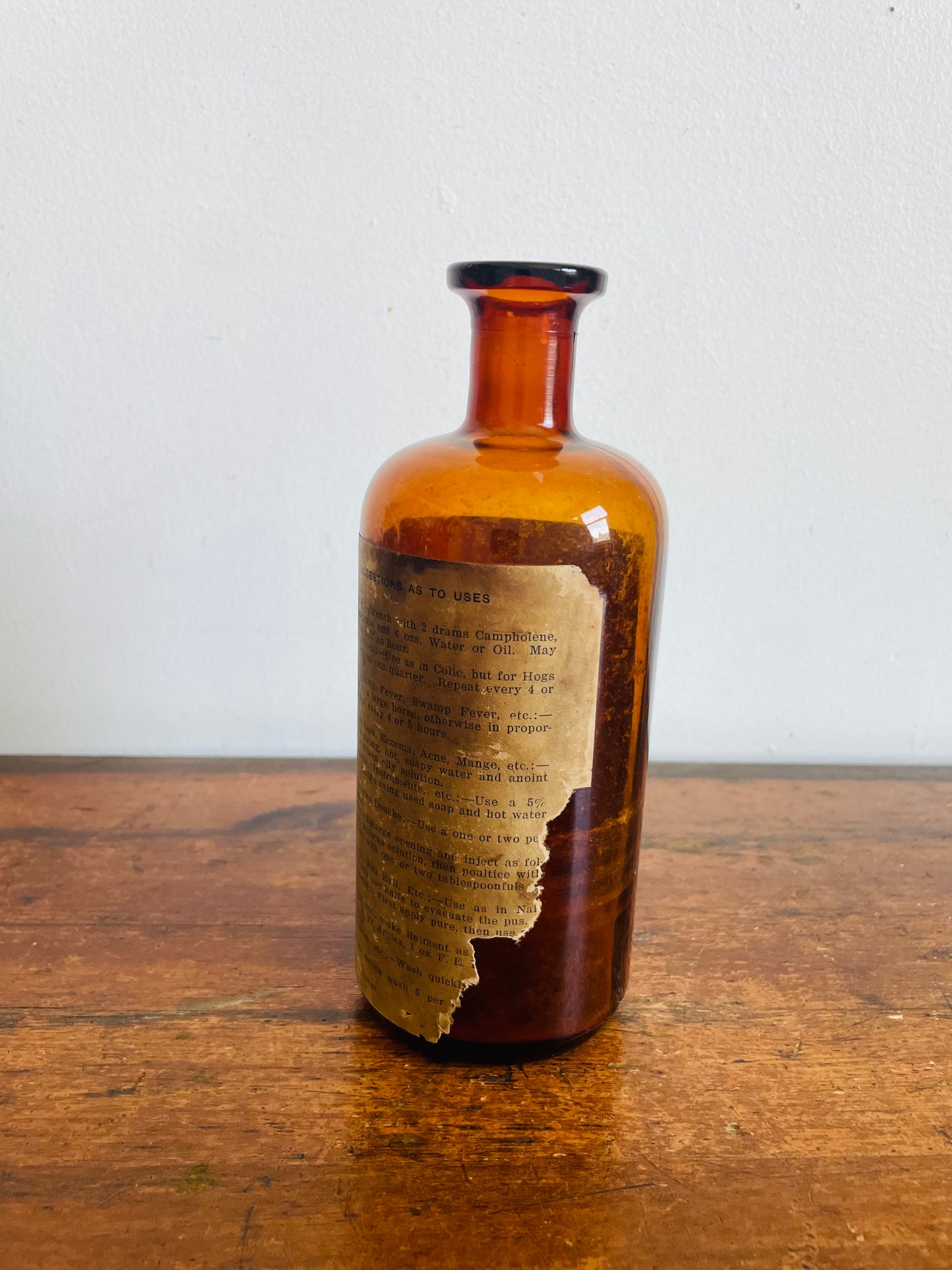 Vintage Pre-1930 / Antique Pharmacy Apothecary Amber Glass Bottle - Saunders' Campholene - W.E. Saunders & Co. London, Ontario