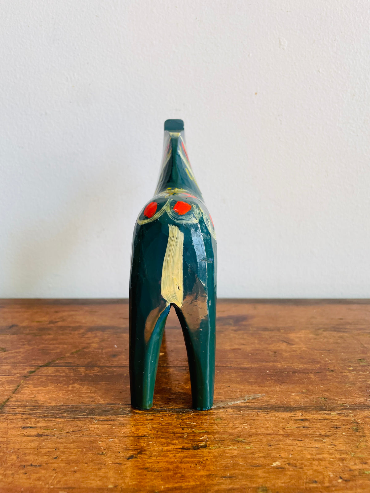 Vintage Swedish Painted Blue & Red Wood Dala Horse Figurine - Nils Olsson Scandinavian Folk Art