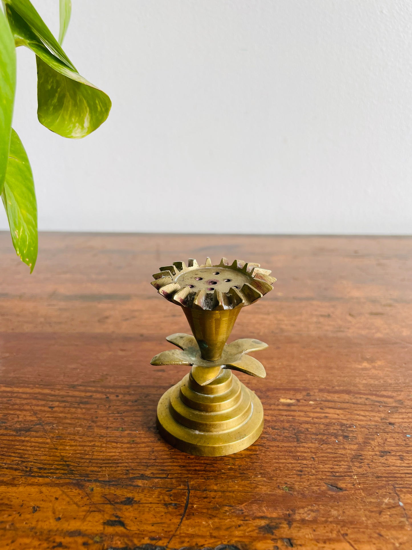 Brass Pedestal Flower Incense Burner