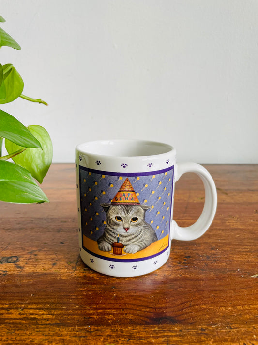 Happy Birthday Cat Mug - Herrero Collection Vandor 1989 - Made in Japan