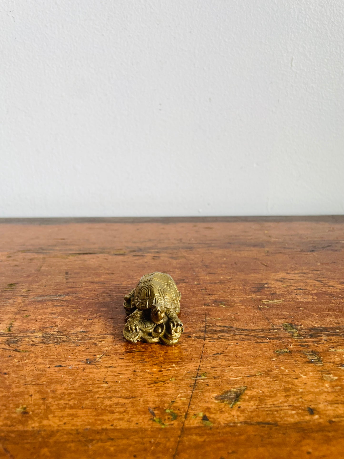 Miniature Gold Brass Metal Turtle Tortoise Figurine