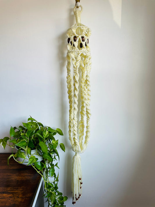 Extra Large Macrame Plant Hanger with Wood Beads - 57" / 4.75 Feet Long