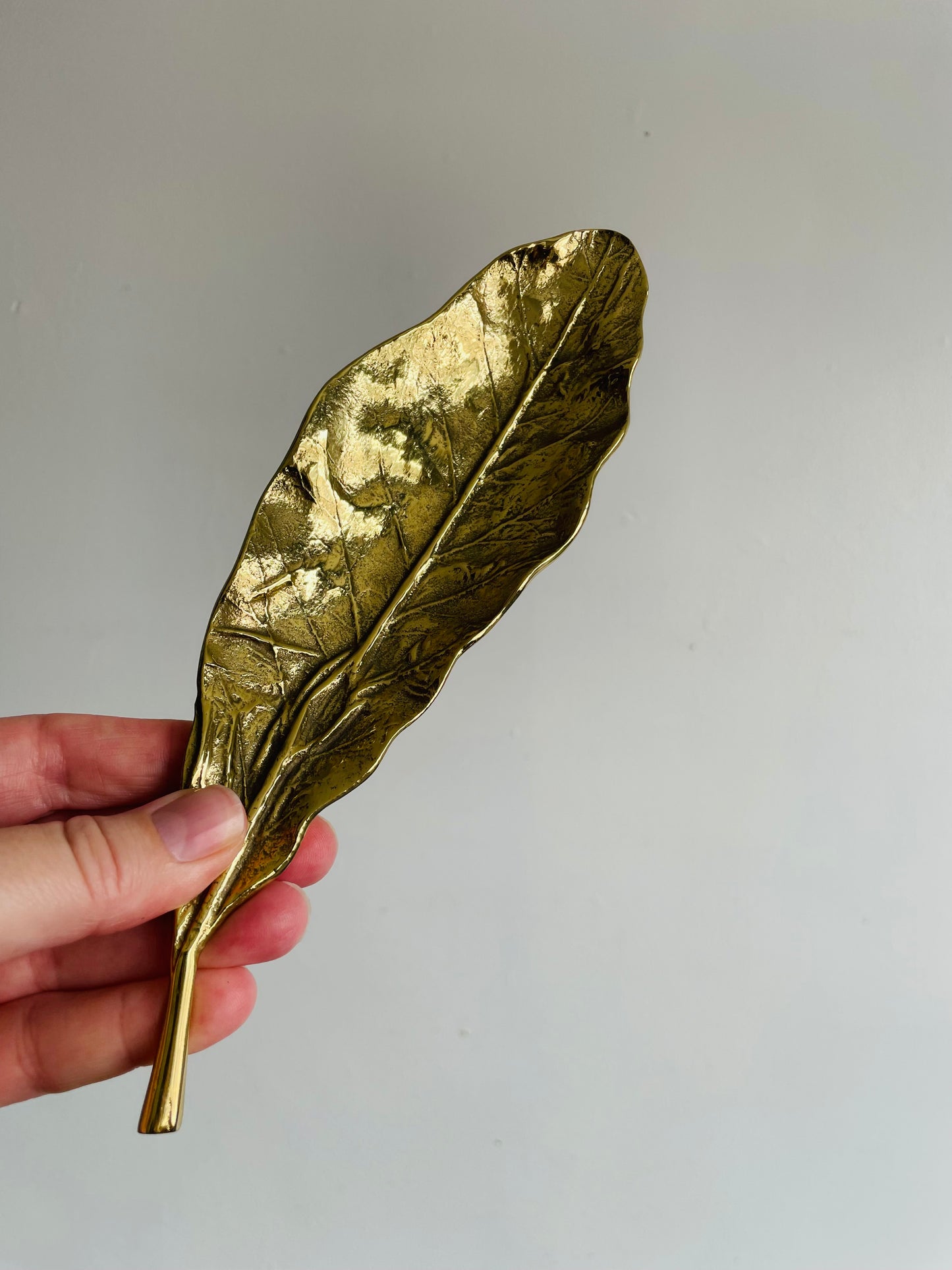 Oskar J. W. Hansen 1963 Brass Tobacco Leaf Dish 3-61 - Virginia Metalcrafters - Hauni Richmond Inc.