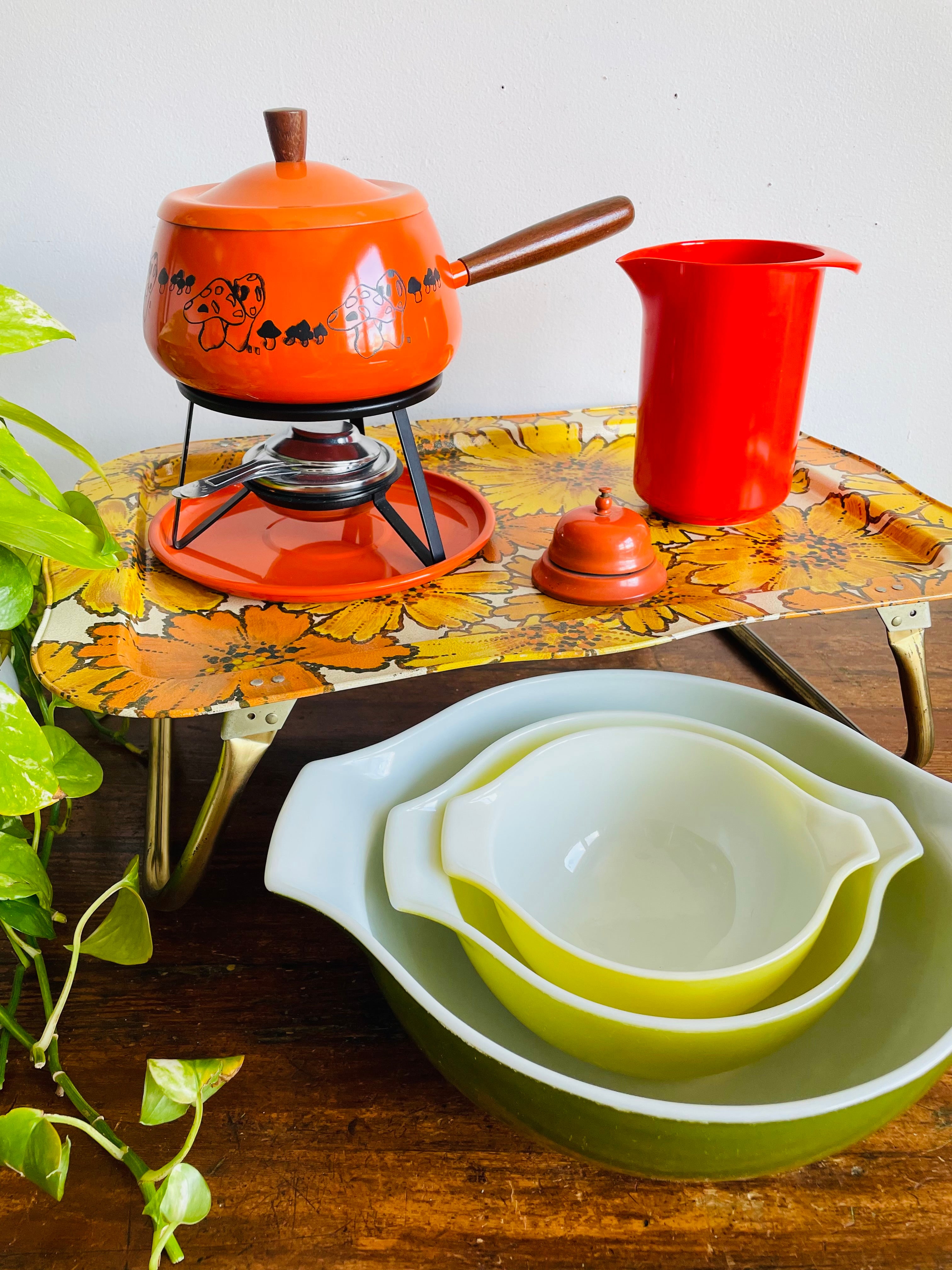 Vintage Rosti Denmark Orange Red Melamine Utensil Holder Caddy