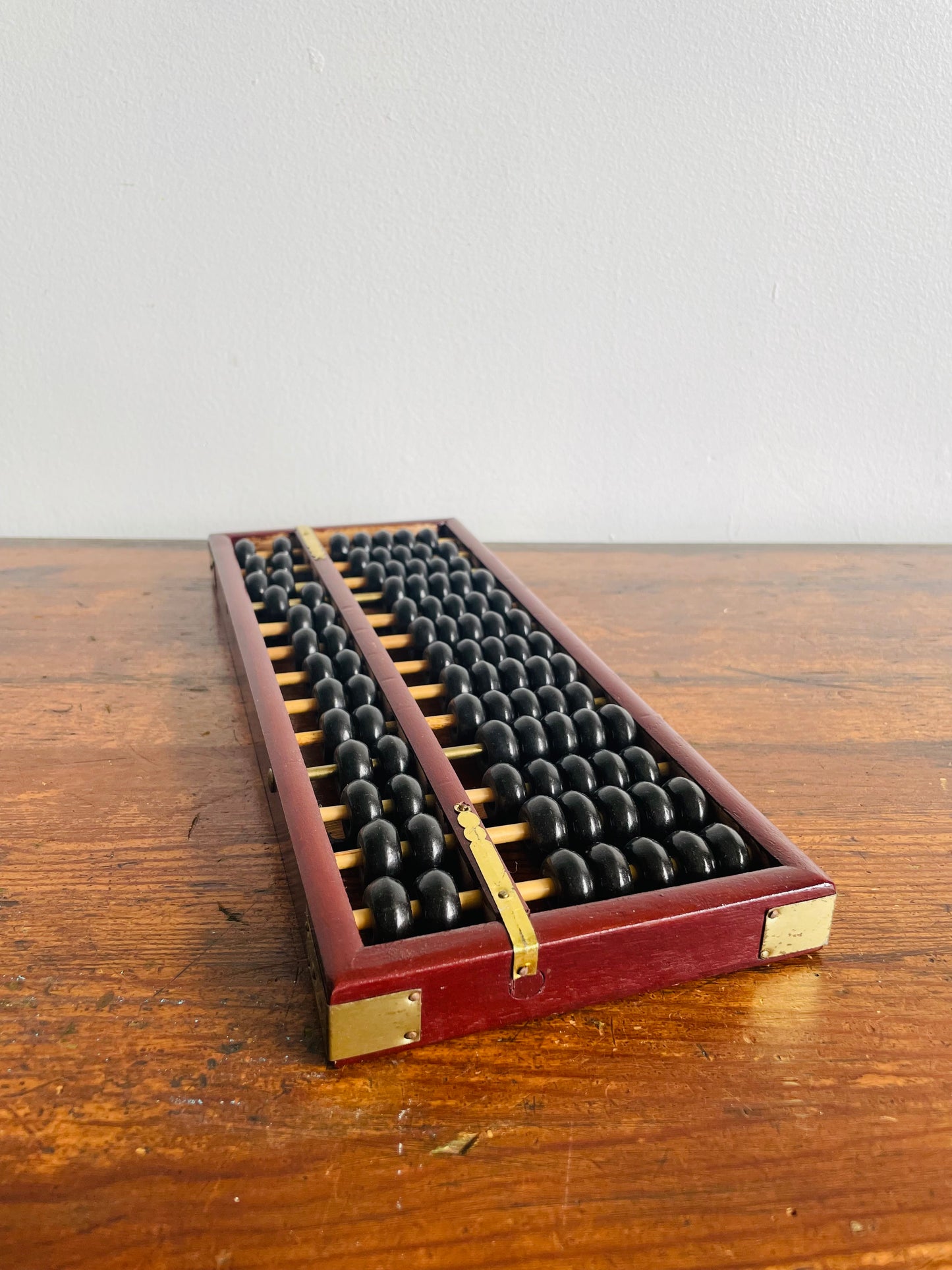 Wood Abacus Counting Beads with Frame & Brass Hardware