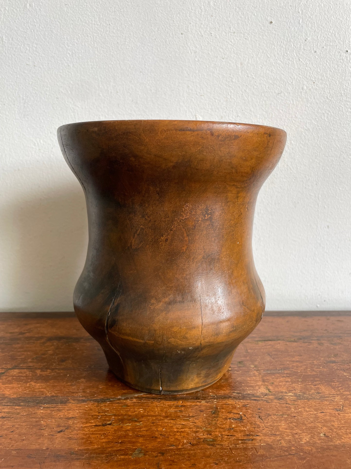 Vintage Handmade Wood Turned Vase - Made from a Single Piece of Wood