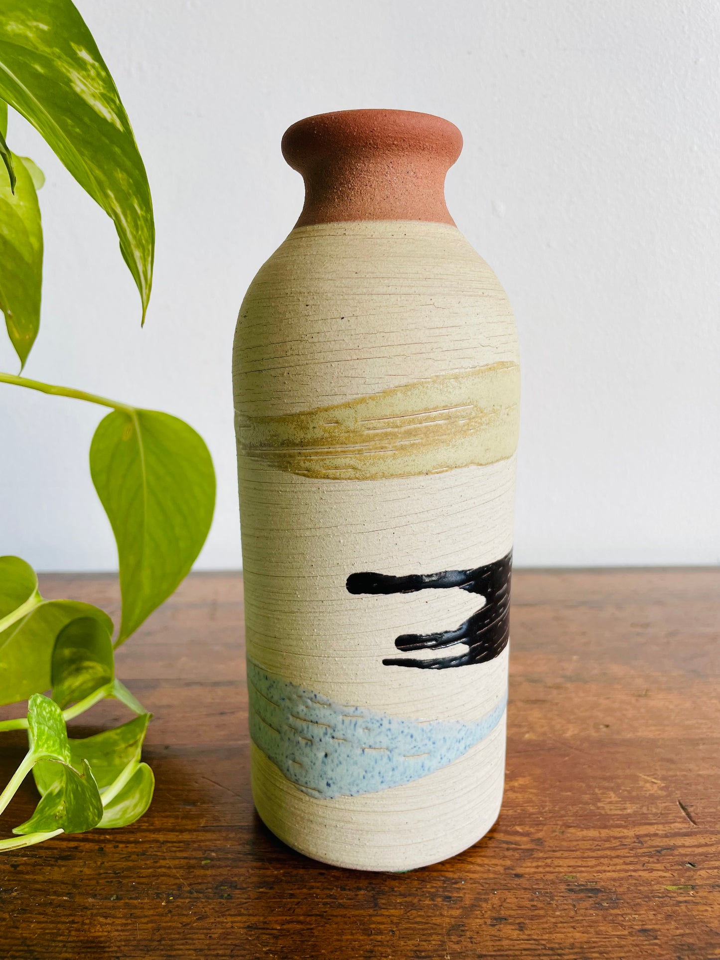 Tall Alfa Dom Studio Art Pottery Vase - Made in Dominican Republic