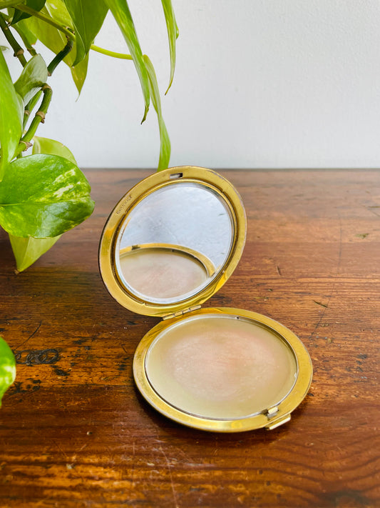Swiss Made Brass Compact Makeup Case with Mirror