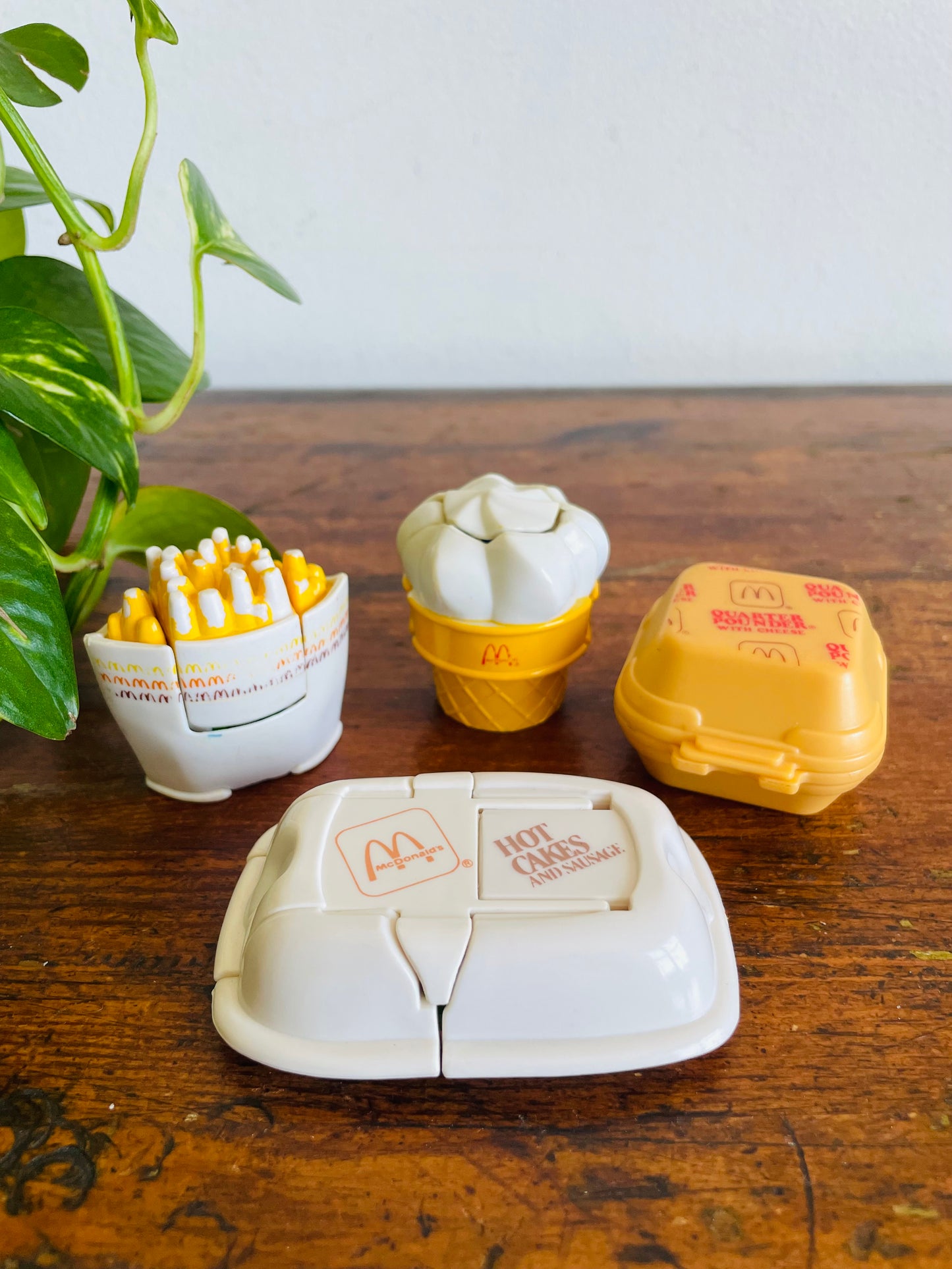 Vintage 1988 / 1990 McDonald's Happy Meal Toy Bundle - Changeables Transformers - Hot Cakes, Ice Cream, French Fries & Quarter Pounder with Cheese - Set of 4