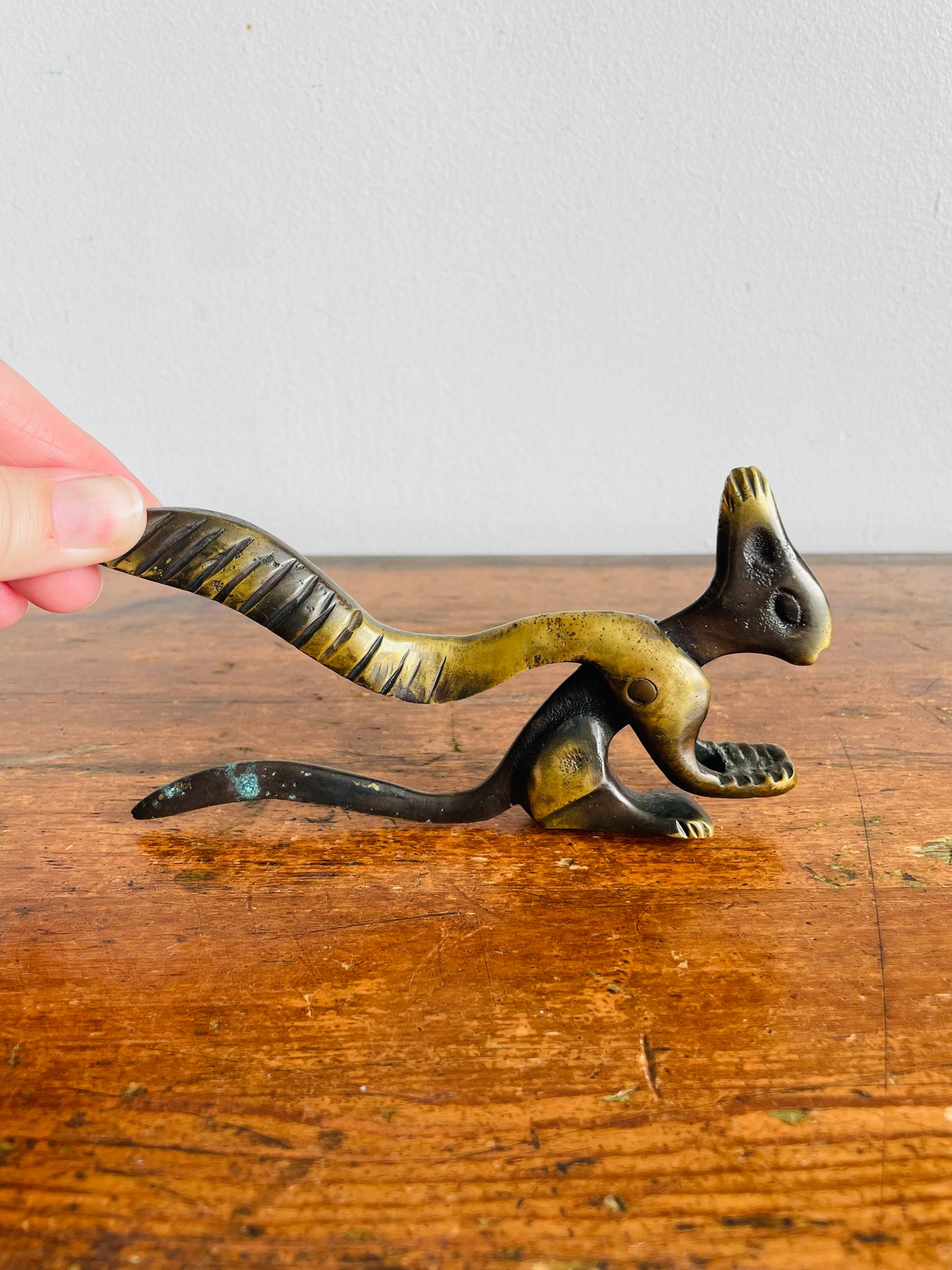 Vintage Solid Brass Squirrel Nutcracker