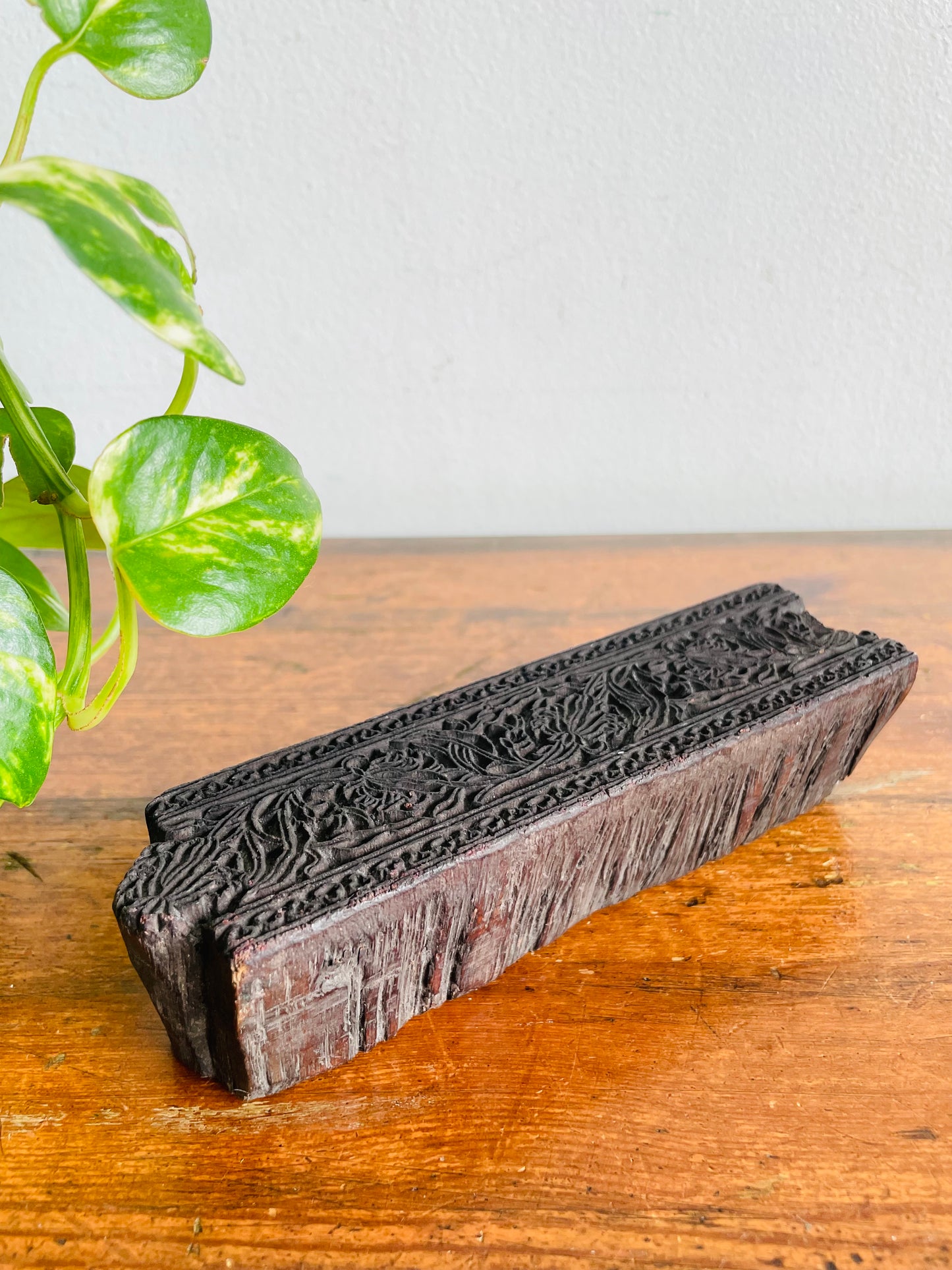 Vintage Indian Hand Carved Wood Textile Printing Block Stamp Bunta