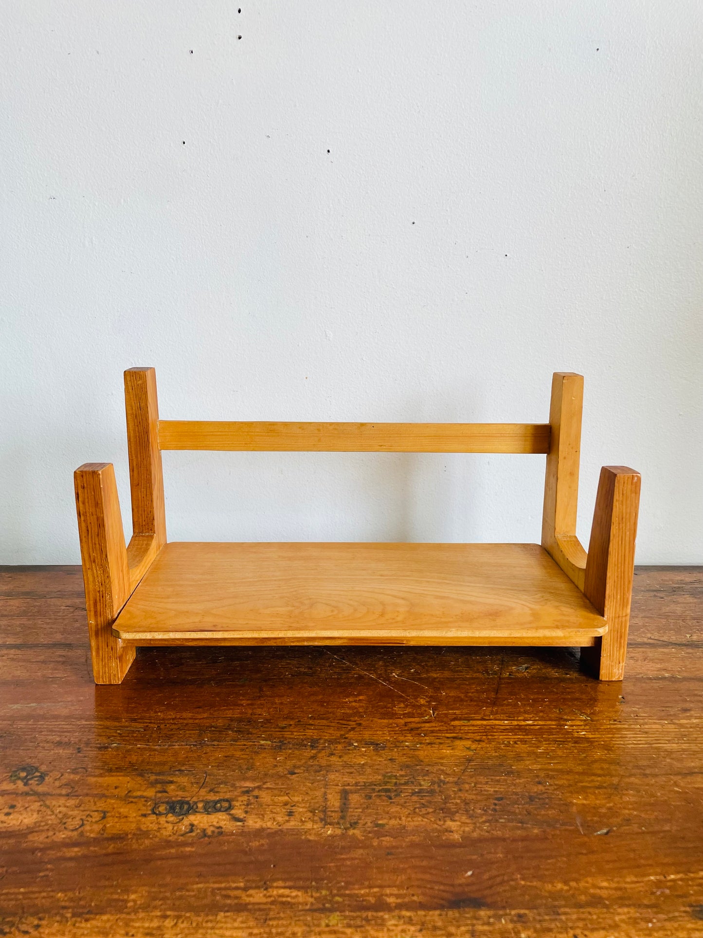 Vintage Wood Desktop / Tabletop Book Holder Trough or Cookbook Shelf