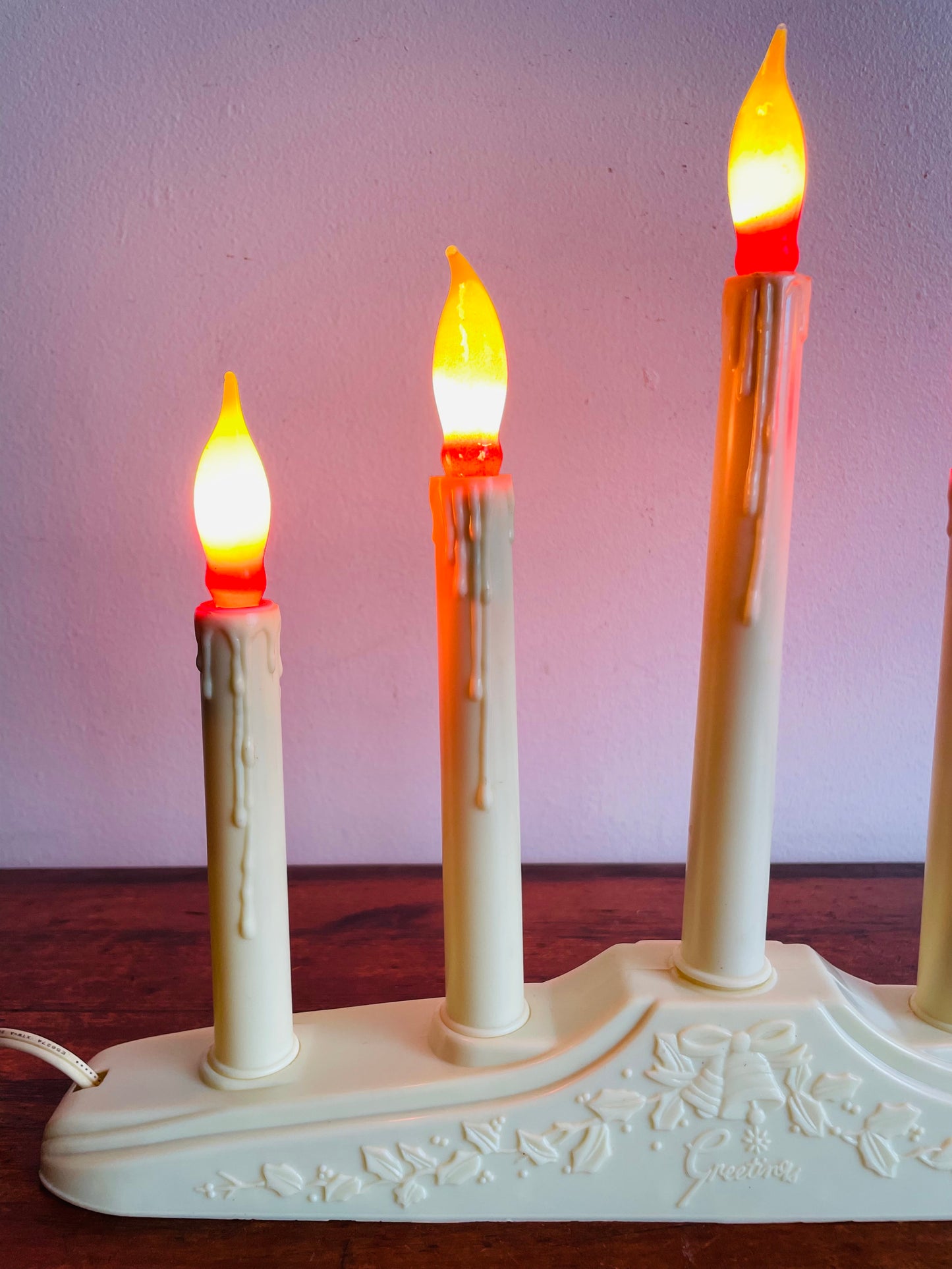 Christmas Window Candolier Electric Five Branch Candle with Red Flames