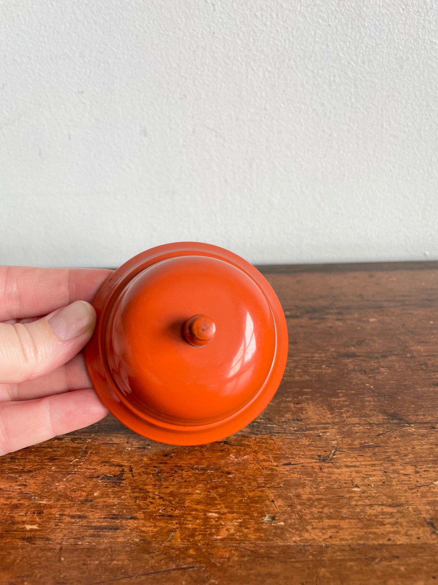 Vintage MCM Orange Metal Ring for Service Counter Bell - Works!