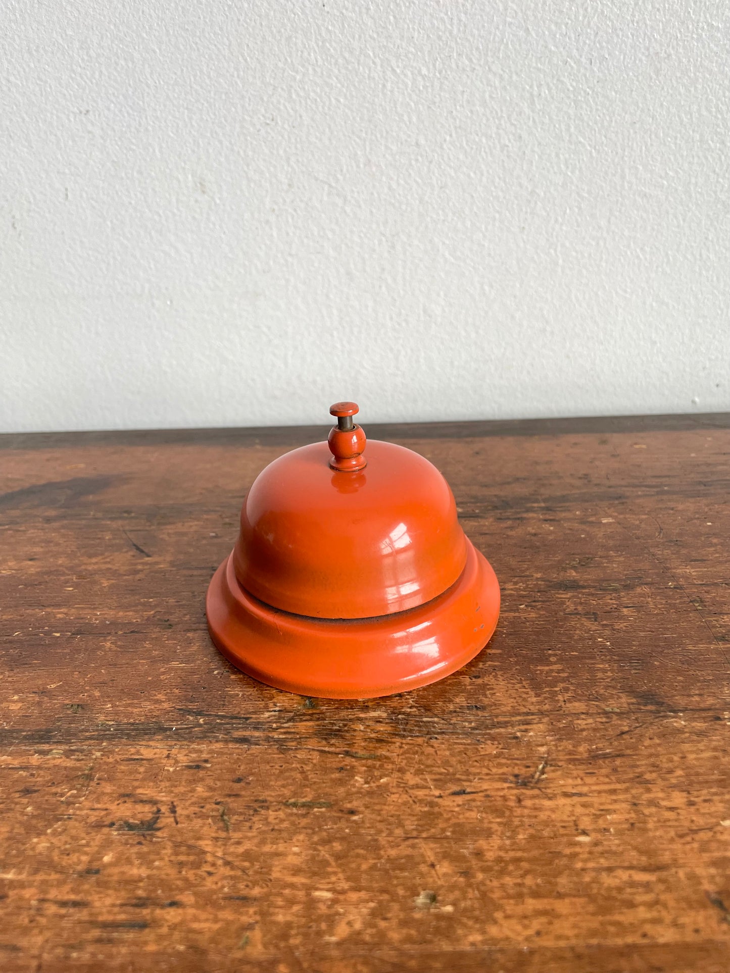 Vintage MCM Orange Metal Ring for Service Counter Bell - Works!