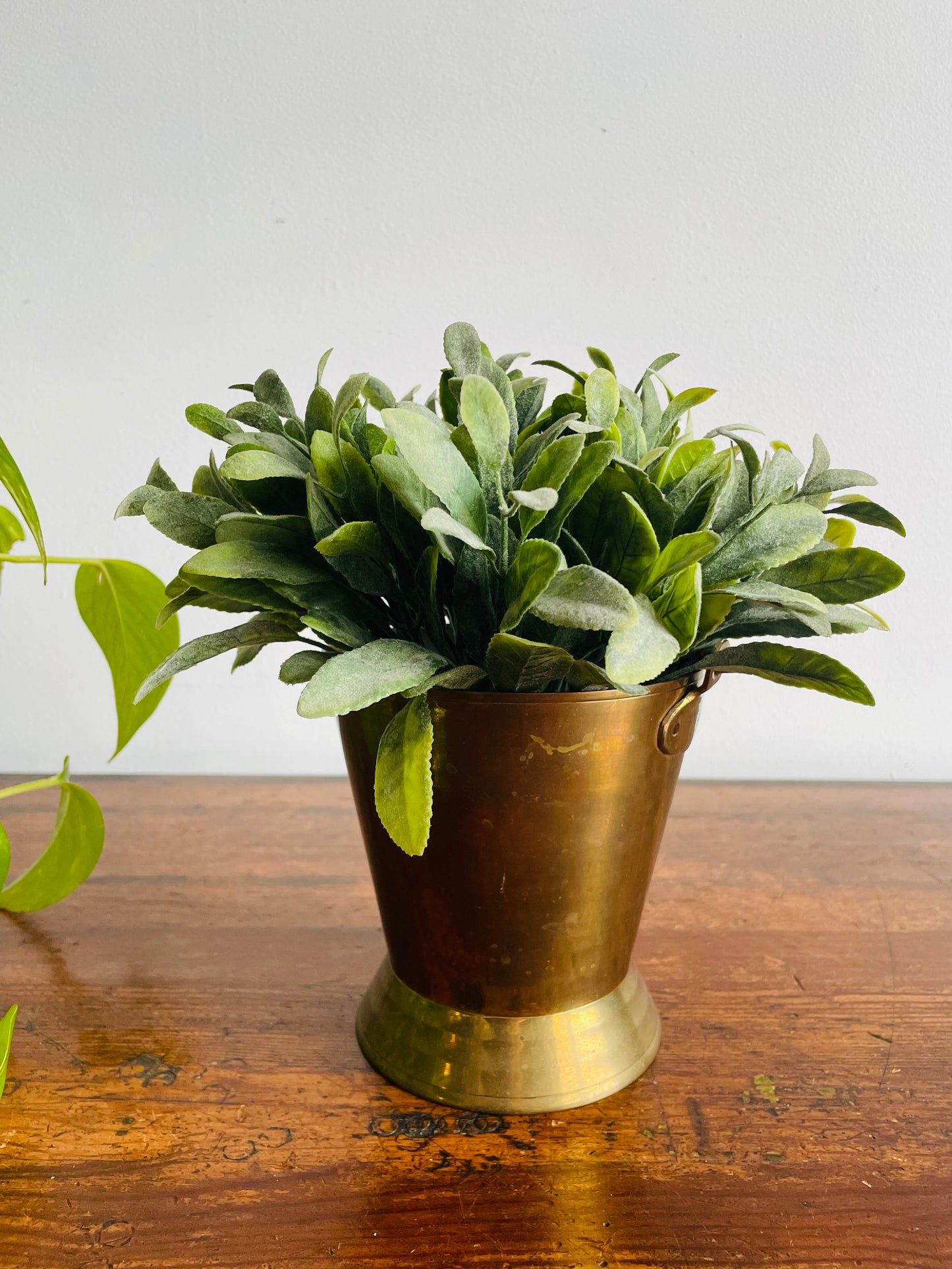 Heavy Brass Planter Pot Bucket with Handle