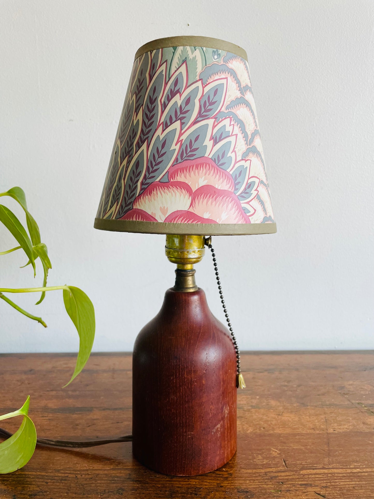 Small Mid-Century Modern Teak Wood Table Lamp