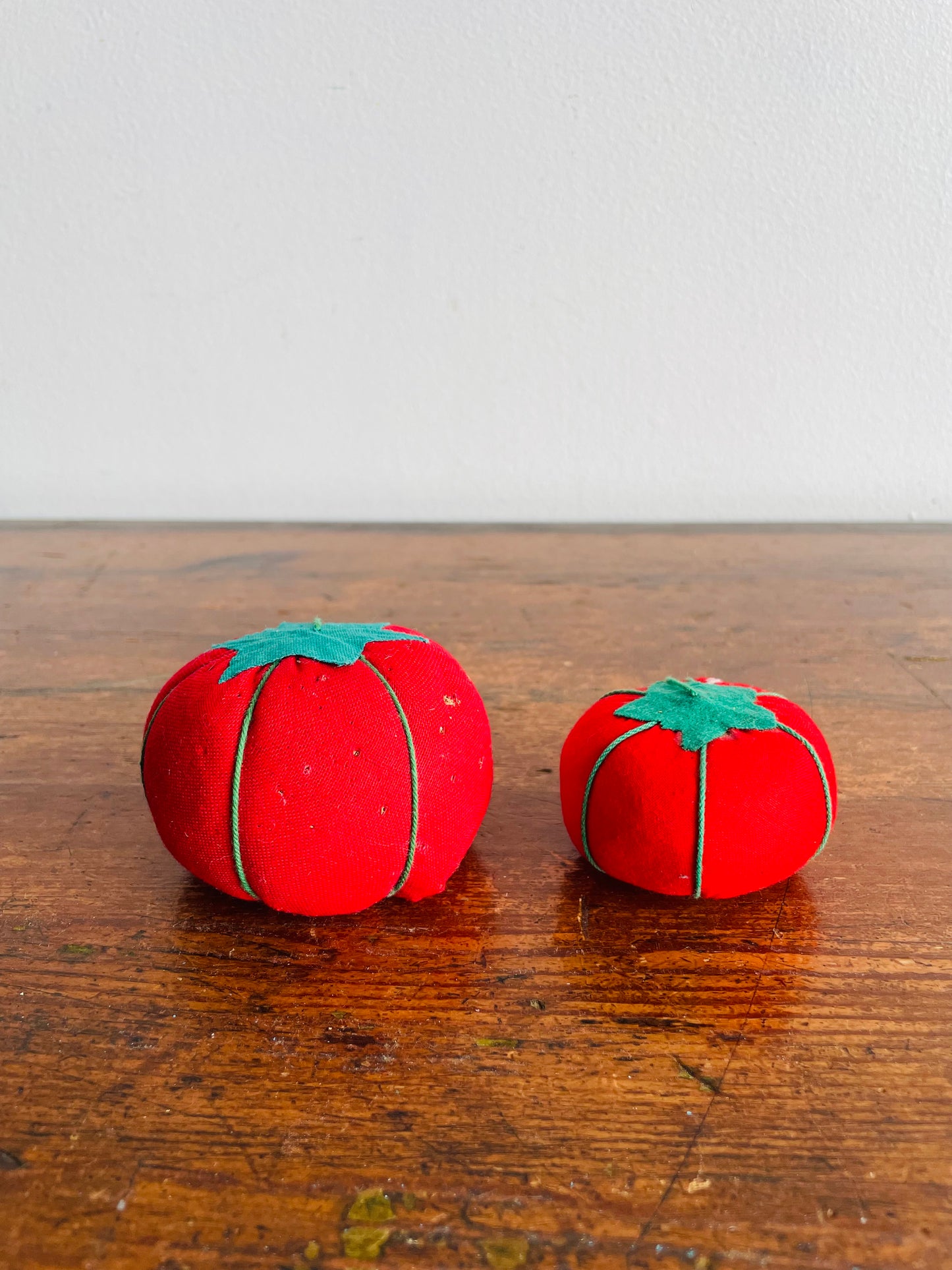 Red Tomato with Strawberry Pincushions - Set of 2