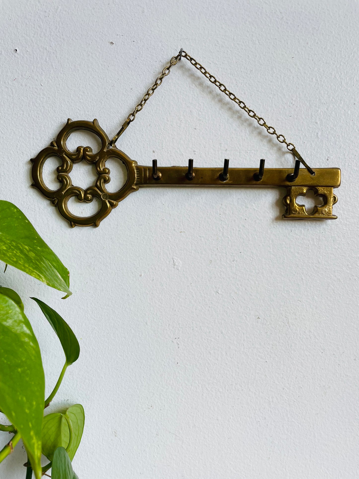 Key Shaped Hanging Brass Key Rack Holder