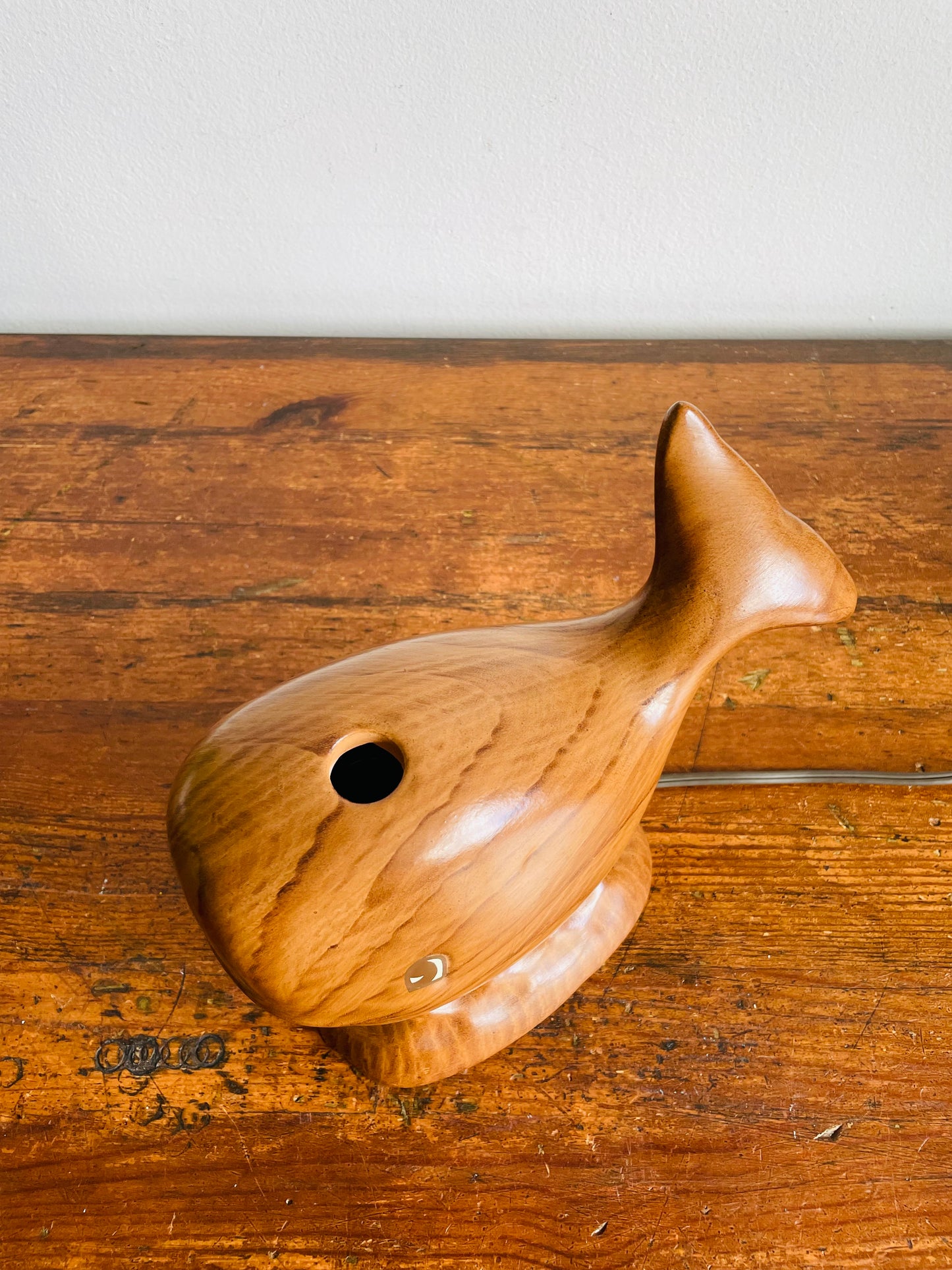 Vintage Ceramic Happy Smiling Whale Nightlight Lamp - You'll Have a Whale of a Time With This One!