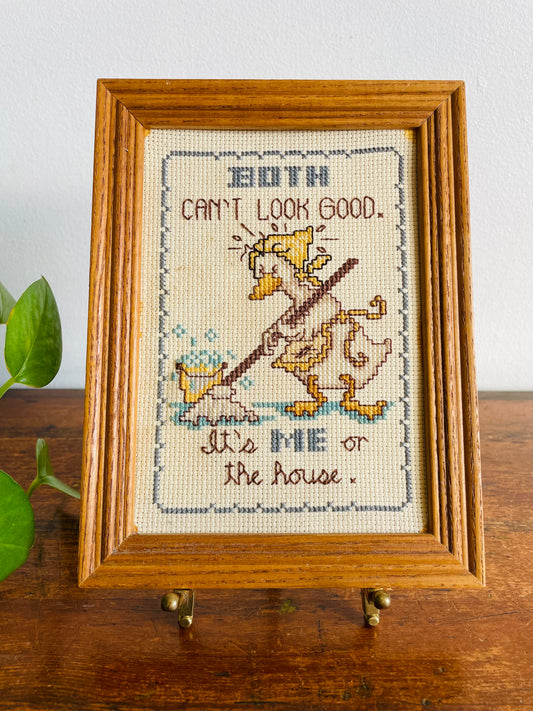 Vintage Duck Embroidery Picture - Both Can't Look Good. It's ME or the House.