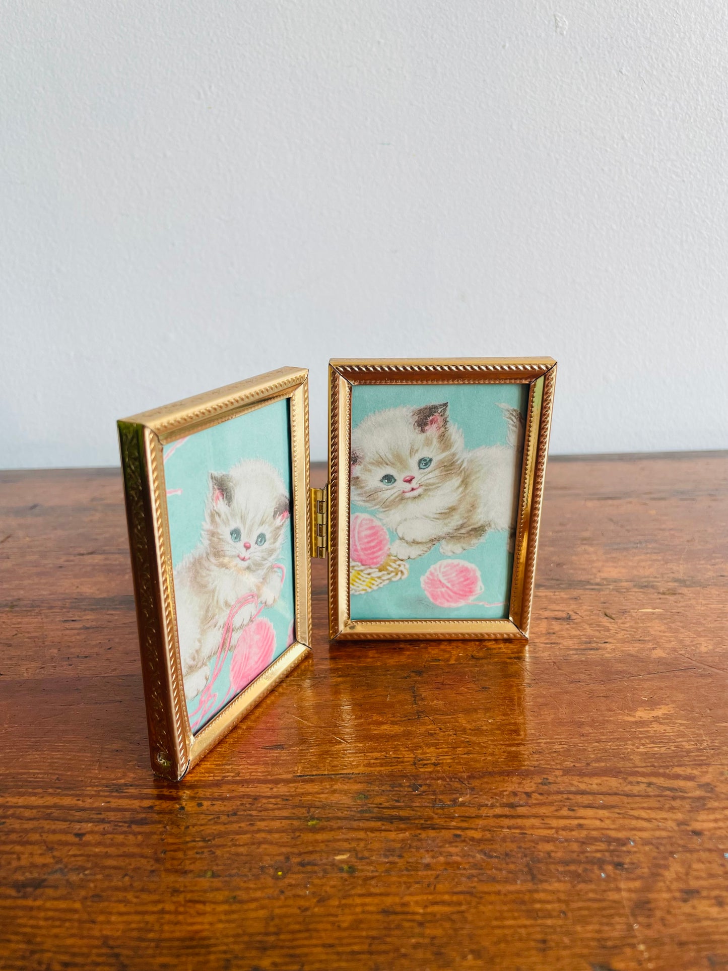 Brass Hinged Folding Double Picture Frame