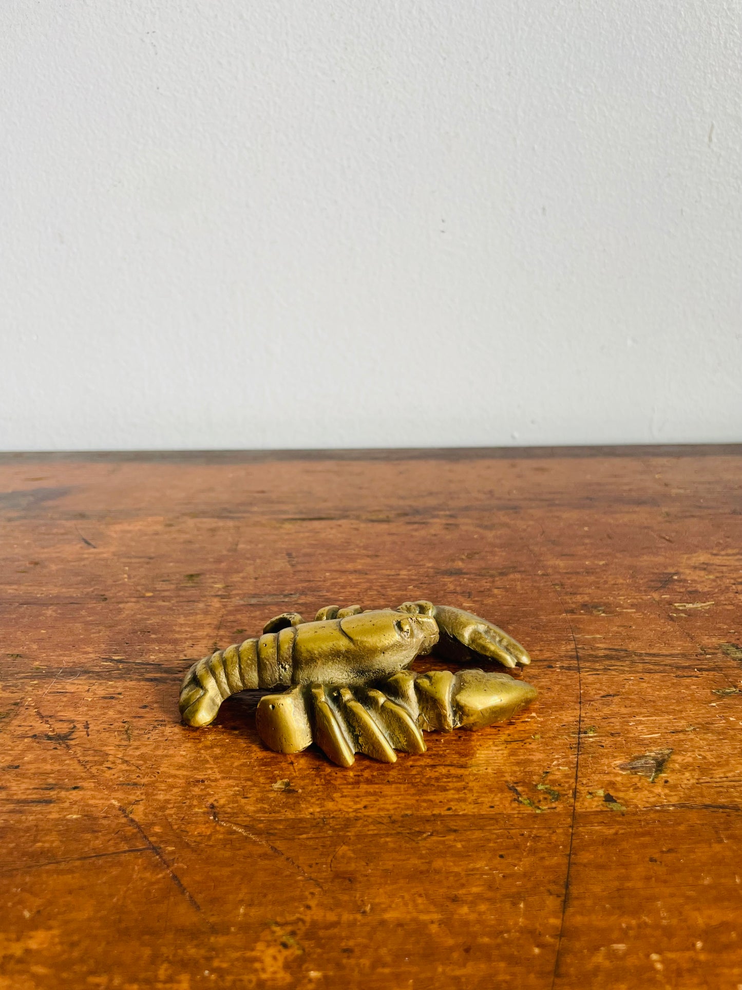 Vintage Solid Brass Lobster Paperweight Figurine