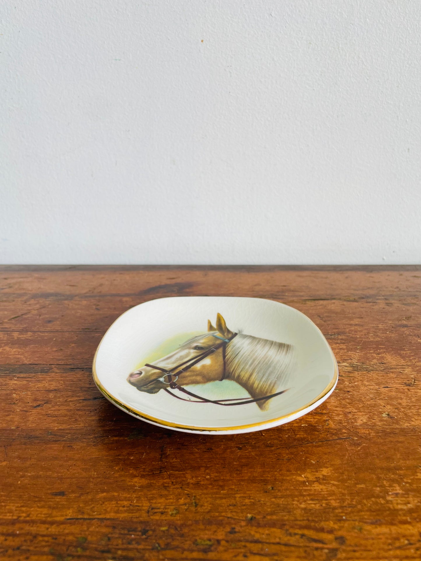 Vintage Weatherby Hanley England Royal Falcon Ware Trinket Dish or Wall Hanging Plate with Equestrian Horse Head Design - Includes Optional Plate Hanger
