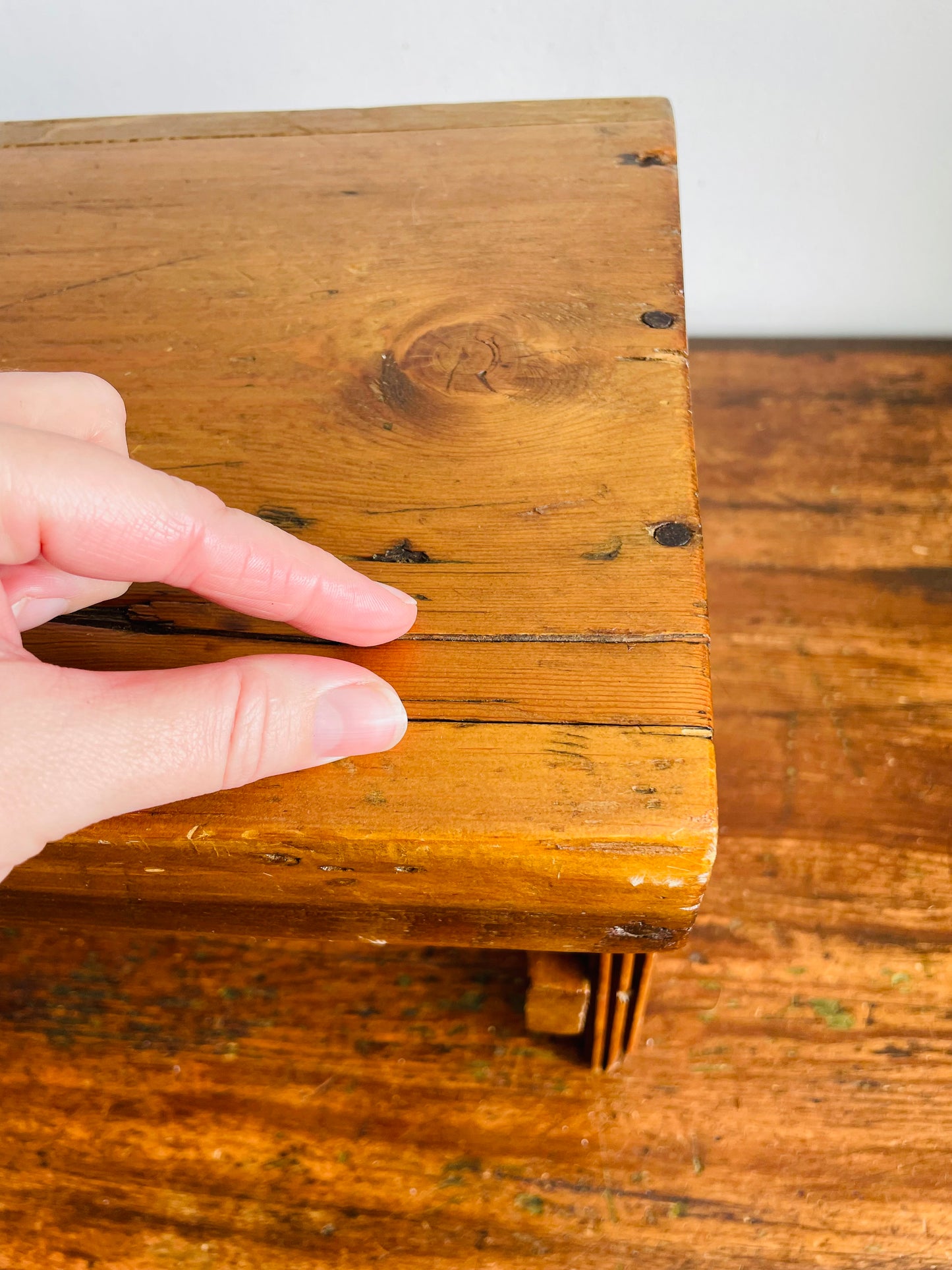 Vintage Wooden Step Stool / Carry Bench - Primitive Rustic Modern Cottage Decor - No Shipping
