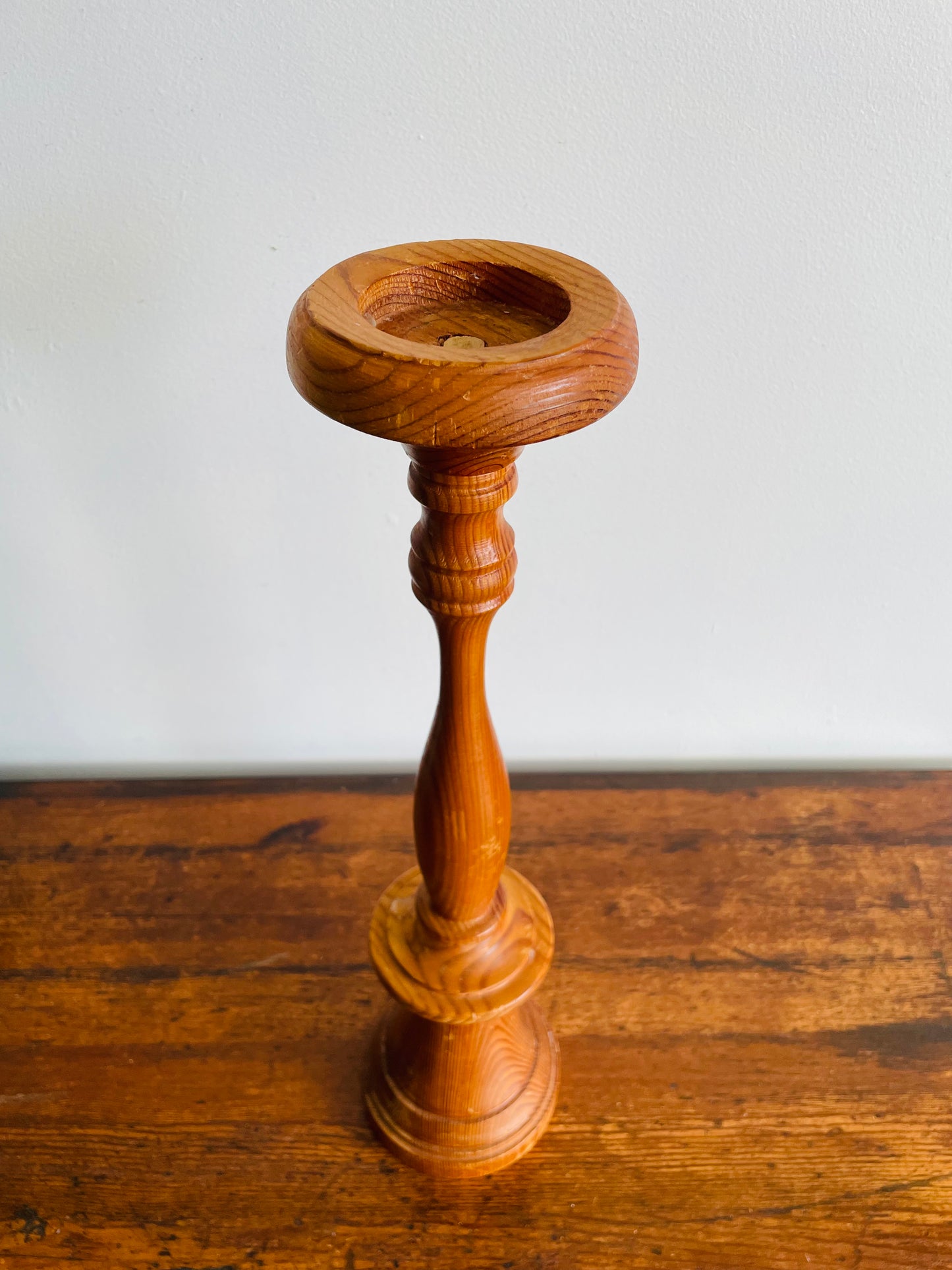 Tall Wood Candle Pillar Holder