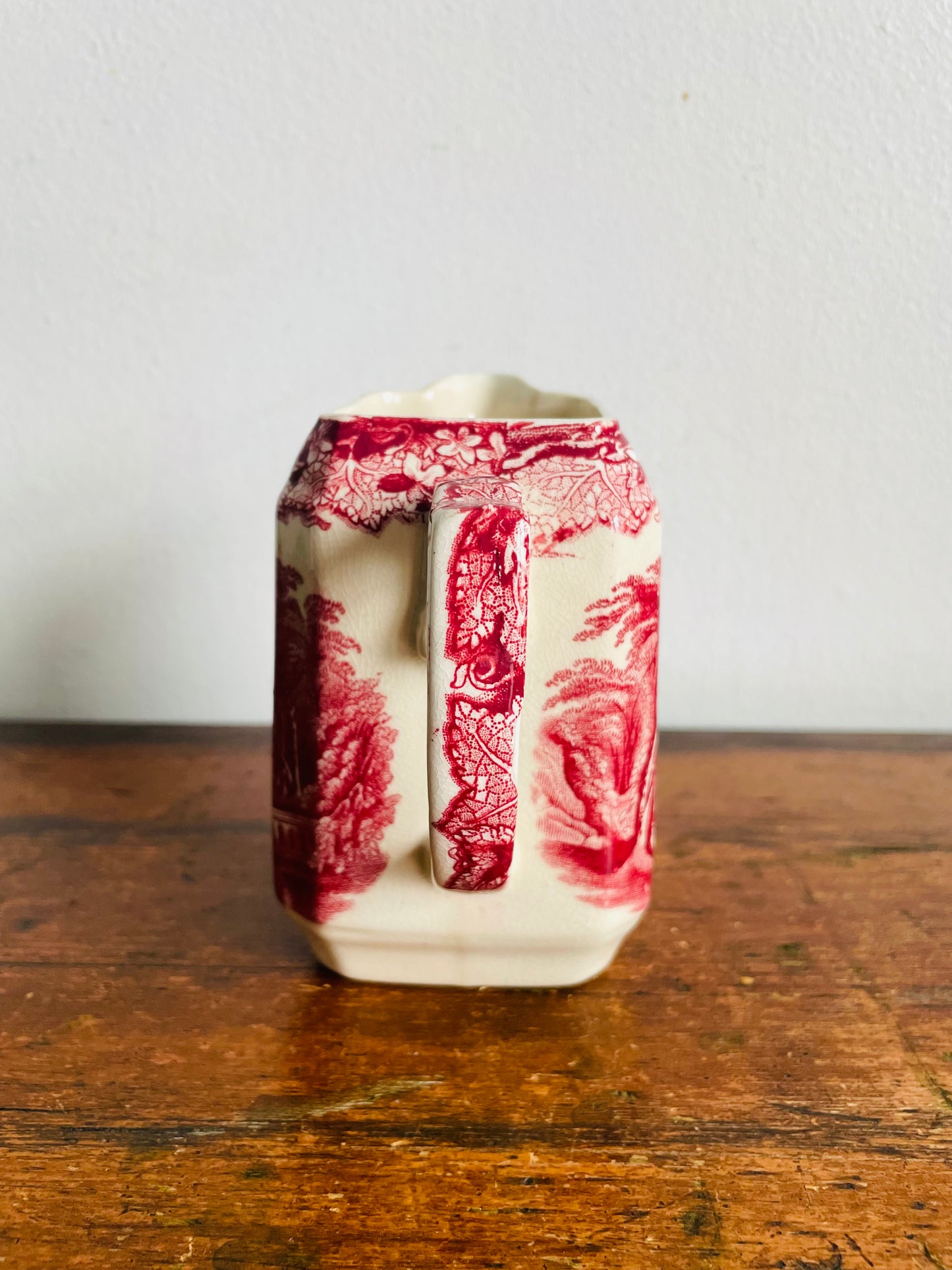 Vintage Mason's Vista Pink Transferware Ironstone Creamer Pitcher Jug - Made in England