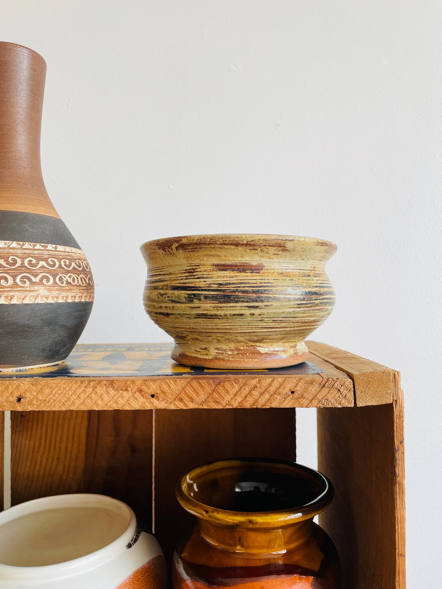 Studio Pottery Planter Pot Bowl in Shades of Neutral Browns