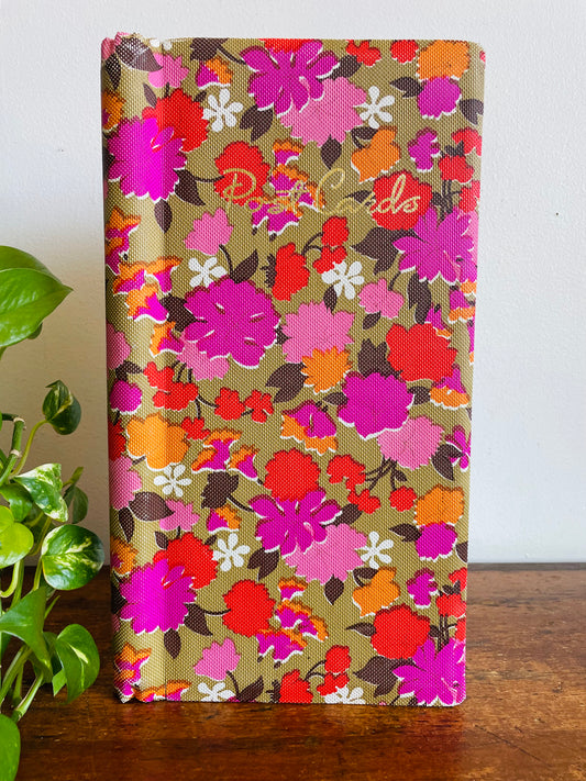 Vintage Groovy Flower Power Postcard Photo Album Scrapbook with Bright & Fun Floral Design - Made in Hong Kong - As-Is