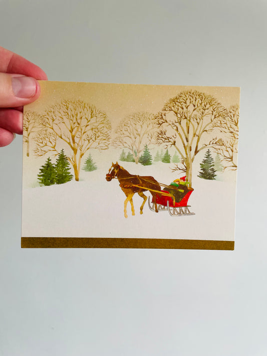 Carlton Made in Toronto Christmas Greeting Cards with Horse Drawn Sleigh - Set of 13 with Envelopes