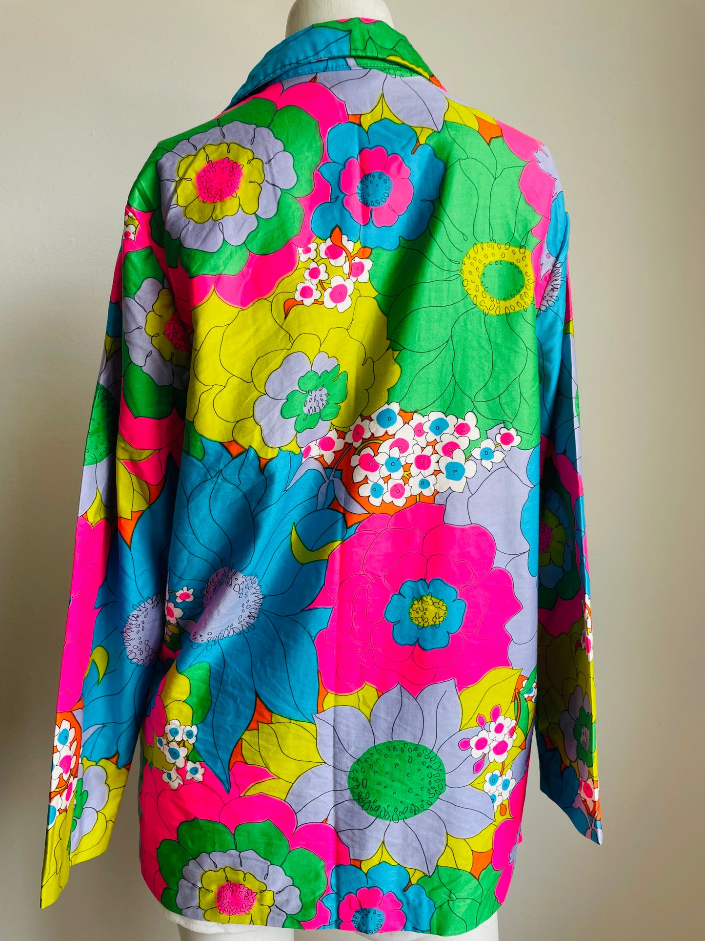 Super Groovy Flower Power Pedigree Montreal Button-Up Shirt - Perhaps Originally a Pyjama Shirt