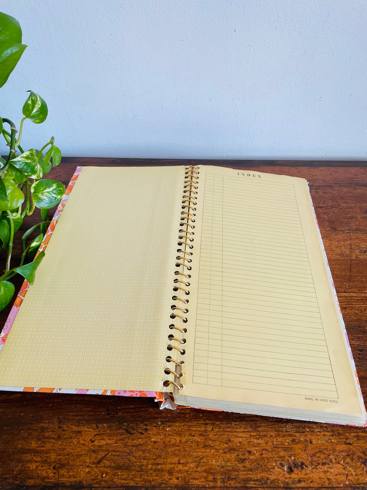 Vintage Groovy Flower Power Postcard Photo Album Scrapbook with White, Orange & Pink Floral Design - Made in Hong Kong