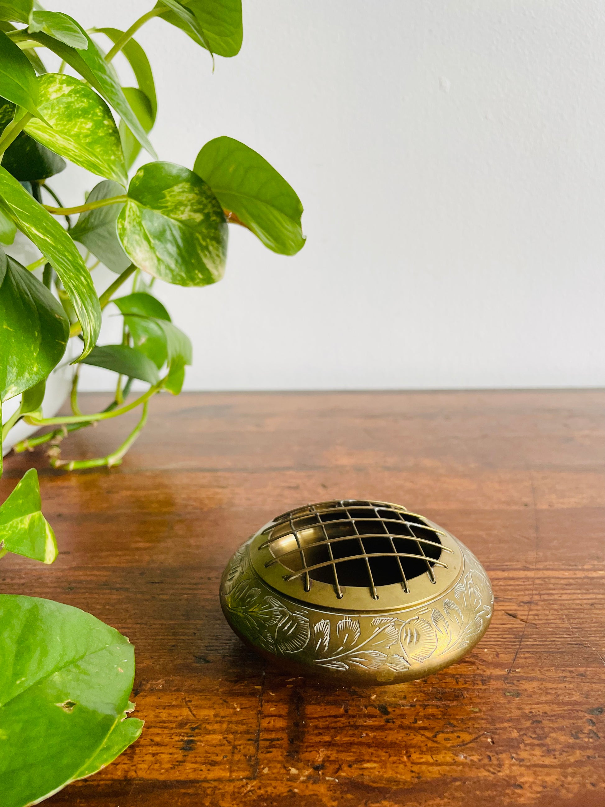 Etched Brass Flower Frog - Made in India - Could Also be Used as a Trinket  Box!