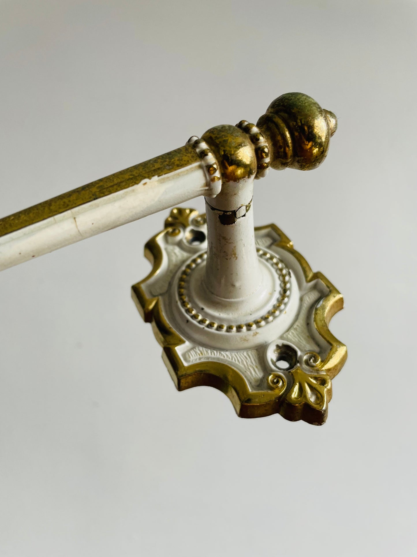 Ornate Gold and White Metal Towel Hanging Rod