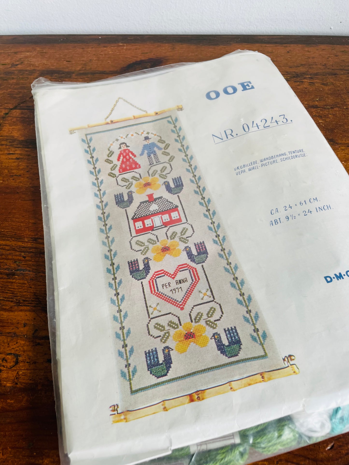 Vintage 1970s OOE Oehlenschläger Danish Bell Pull Cross Stitch Embroidery Kit - Model Number 04243 - Scandinavian Style - Made in Denmark