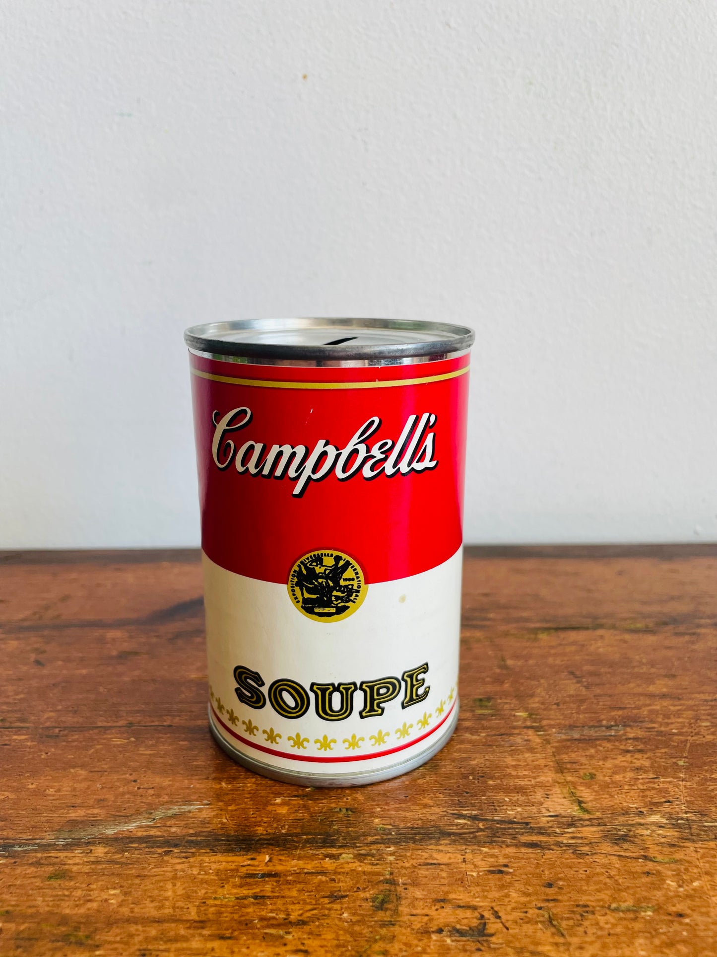Vintage Campbell's Soup Tin Can Coin Money Piggy Bank - Fun Marketing Advertising