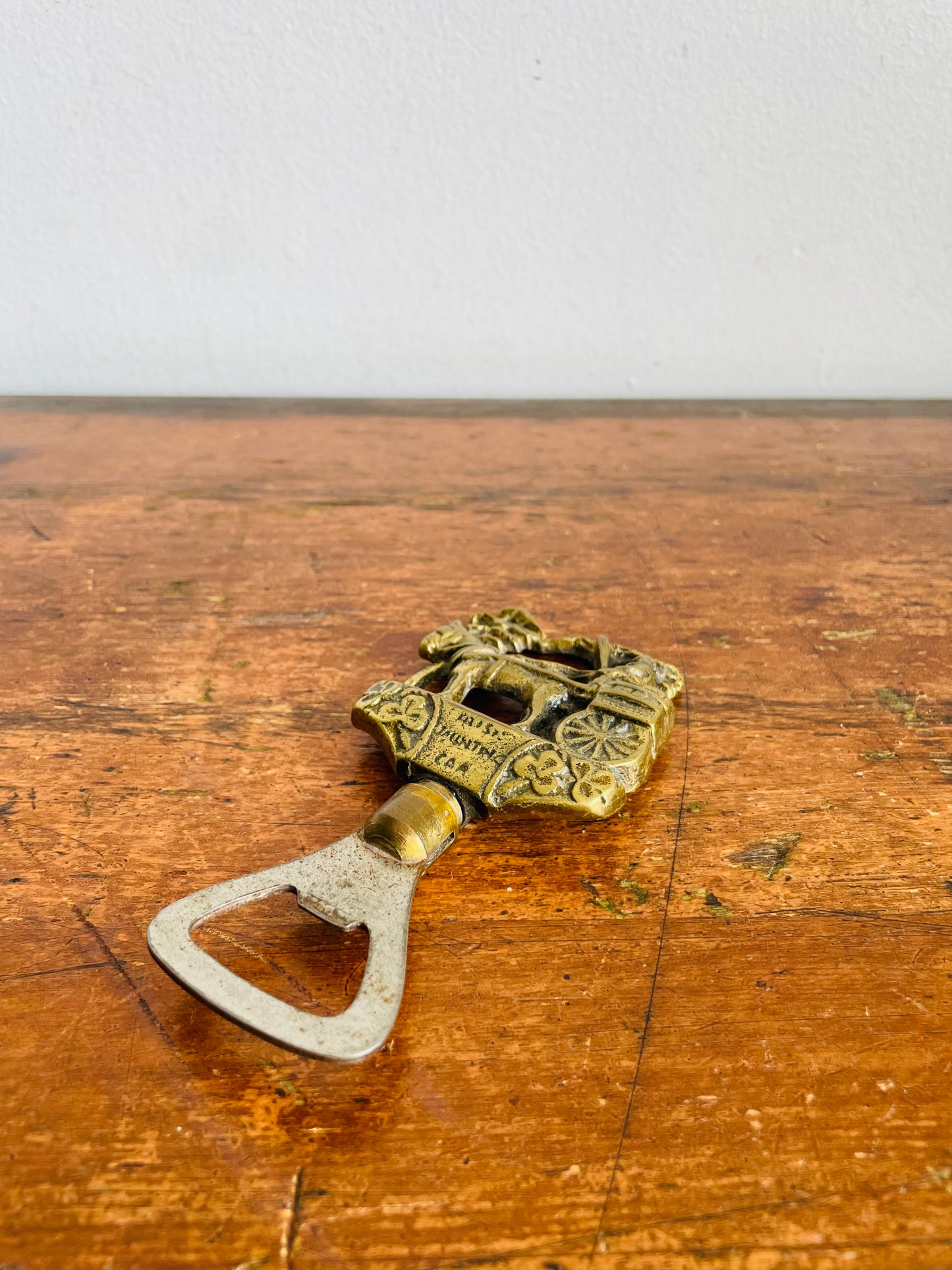 Vintage Irish Jaunting Car Scene Brass Bottle Opener