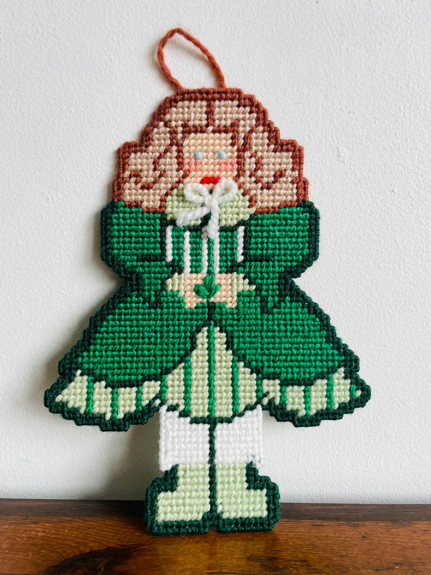 St. Patrick's Day Holiday Bundle of Plastic Canvas Art Decorations - Leprechaun Girl, Leprechaun with Pot of Gold & Hat with Shamrocks - Set of 3